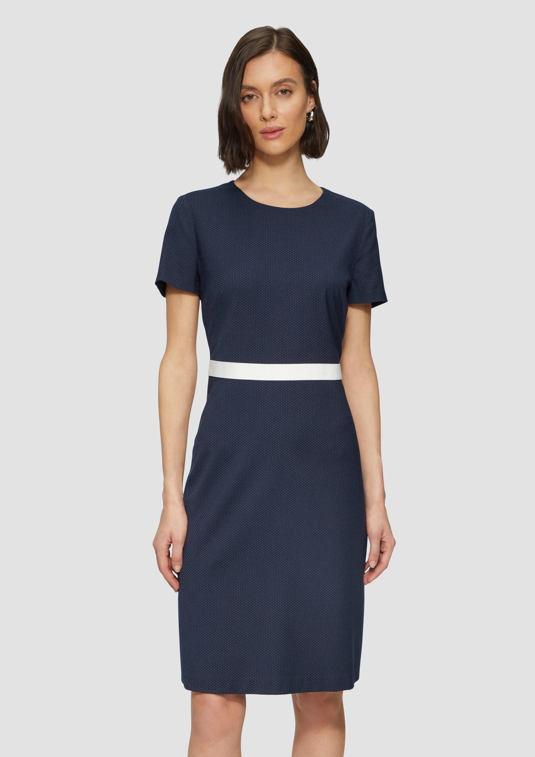 s.Oliver Minikleid Kleid Fein gepunktetes Etuikleid mit Kontrast-Detail günstig online kaufen