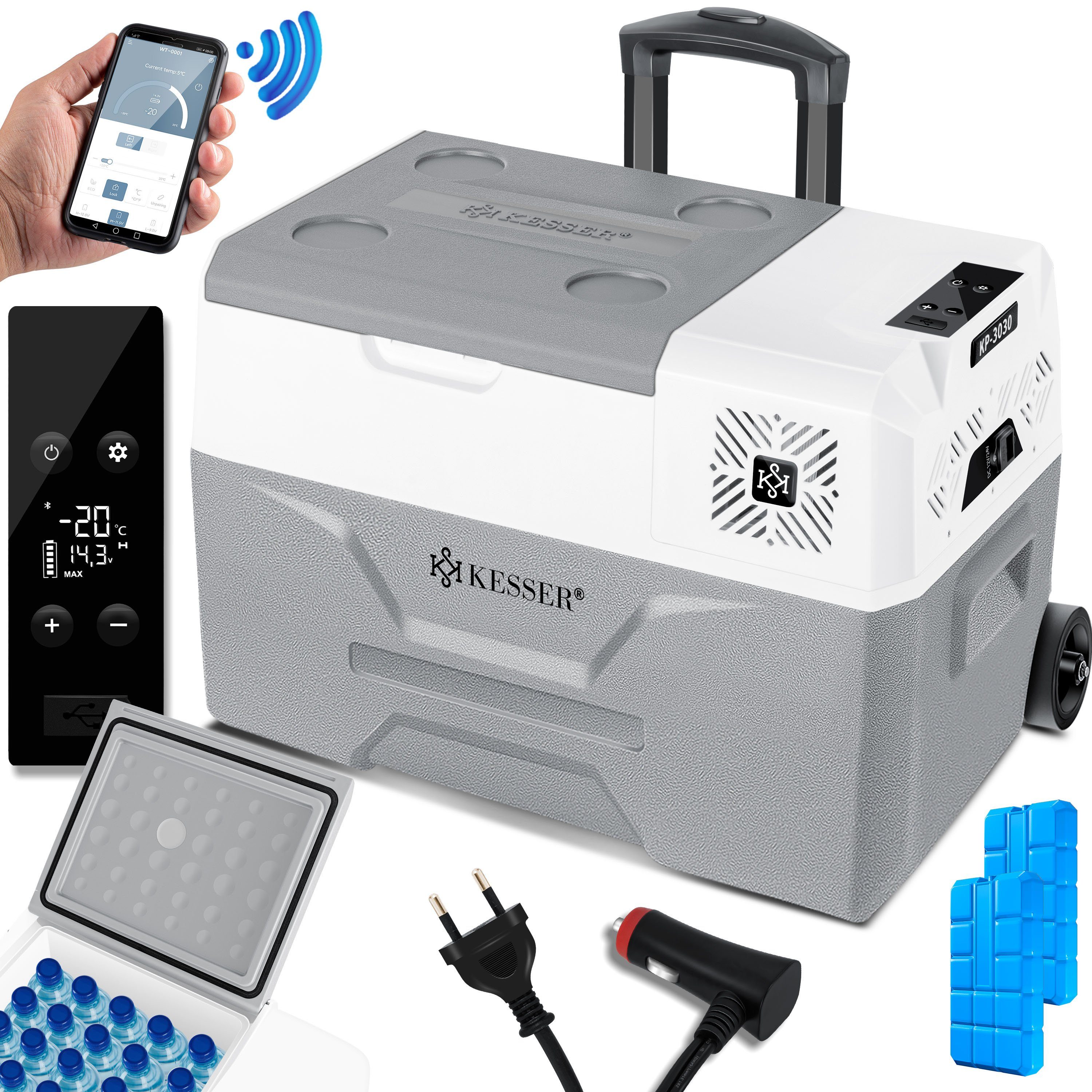 KESSER Kühlbox, 30 l, Kompressor Kühlbox elektrisch Gefrierbox, Mit APP-Steuerung