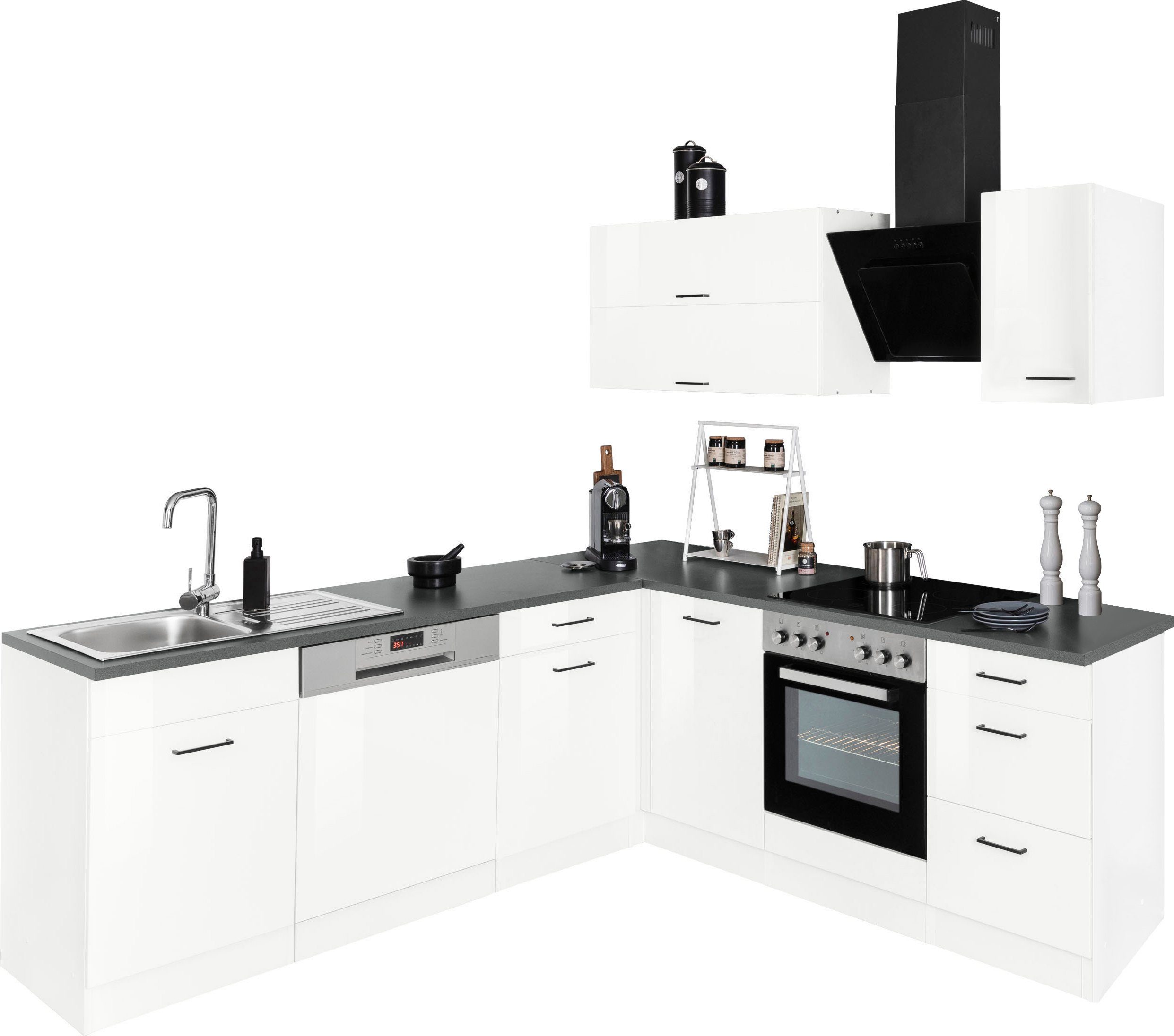 KOCHSTATION Winkelküche KS-Trier, mit E-Geräten, Stellbreite 220/220 cm