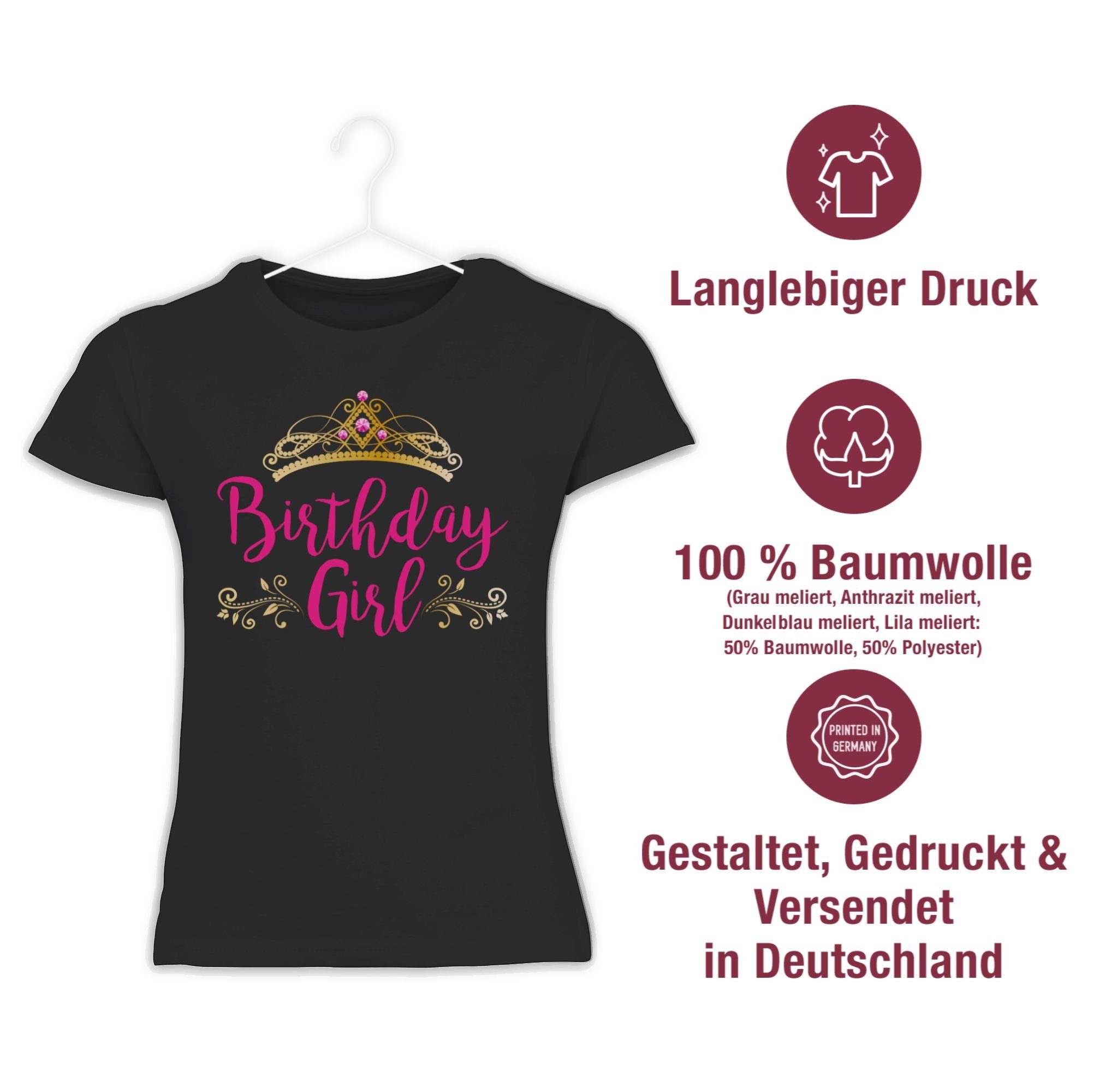 Birthday Shirtracer Krone Girl Kinder T-Shirt Geschenk Geburtstag Schwarz 2