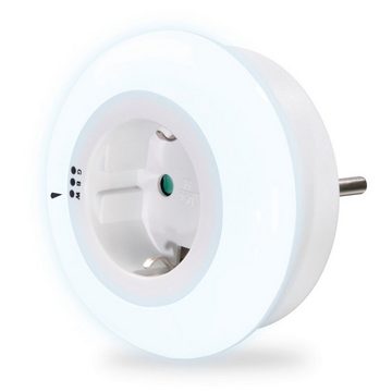 Hama LED Nachtlicht LED Nachtlicht mit Steckdose, Lichtsensor, Berührungsschutz, 3 Farben, Ein-/Ausschalter, Farbwechsel, LED fest integriert, Tageslichtweiß, blau, grün, Weiß, Blau, Grün