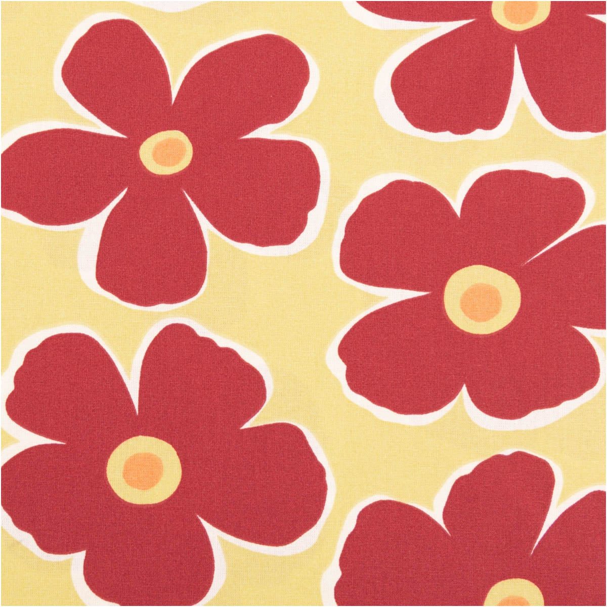 SCHÖNER LEBEN. Stoff Baumwollstoff Meterware Popeline Stoff Blumen gelb rot 145cm, allergikergeeignet