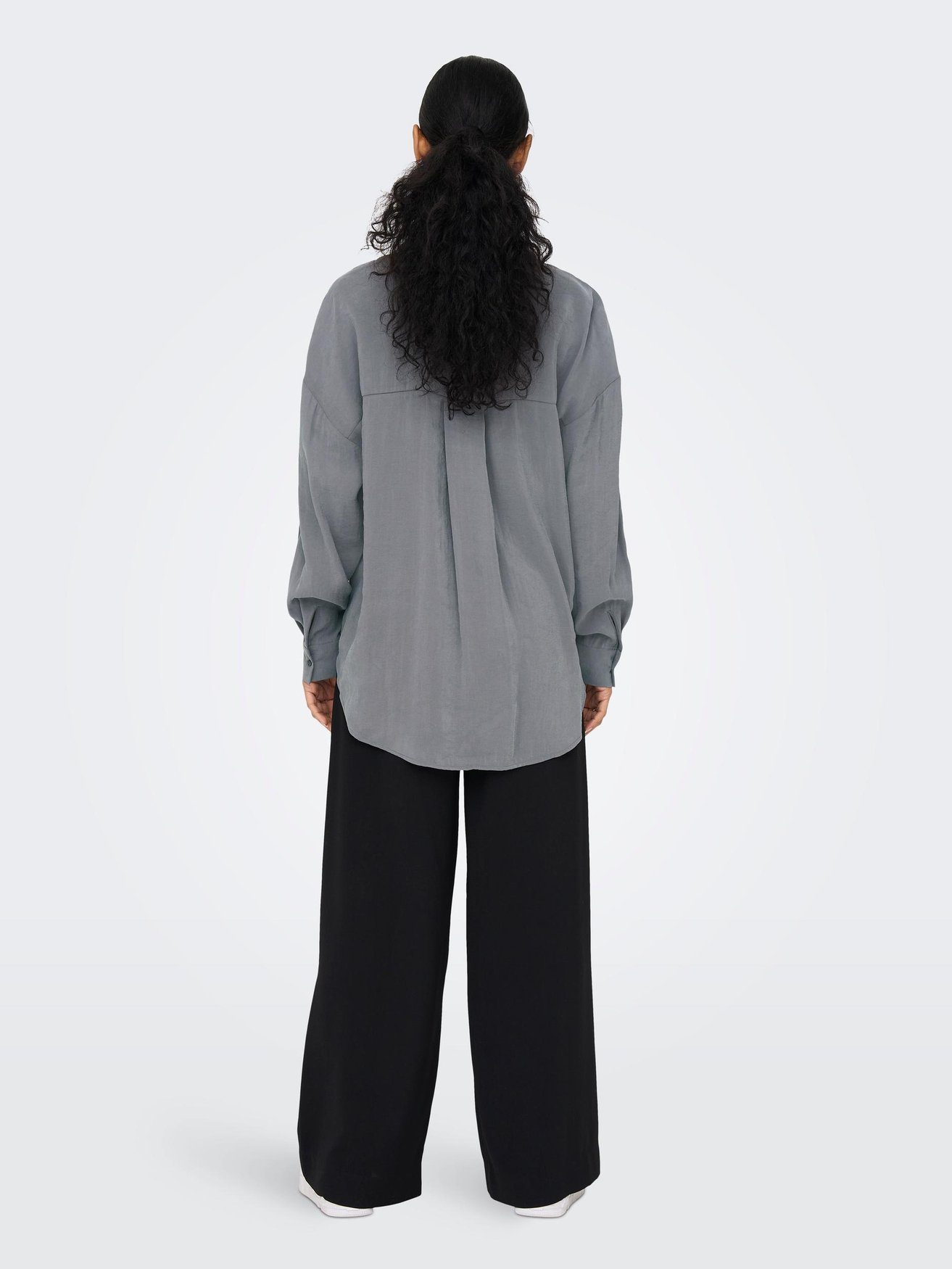 ONLY Blusenshirt Langarm Bluse Weites in Grau 5635 Hemd ONLIRIS Oversize Shirt