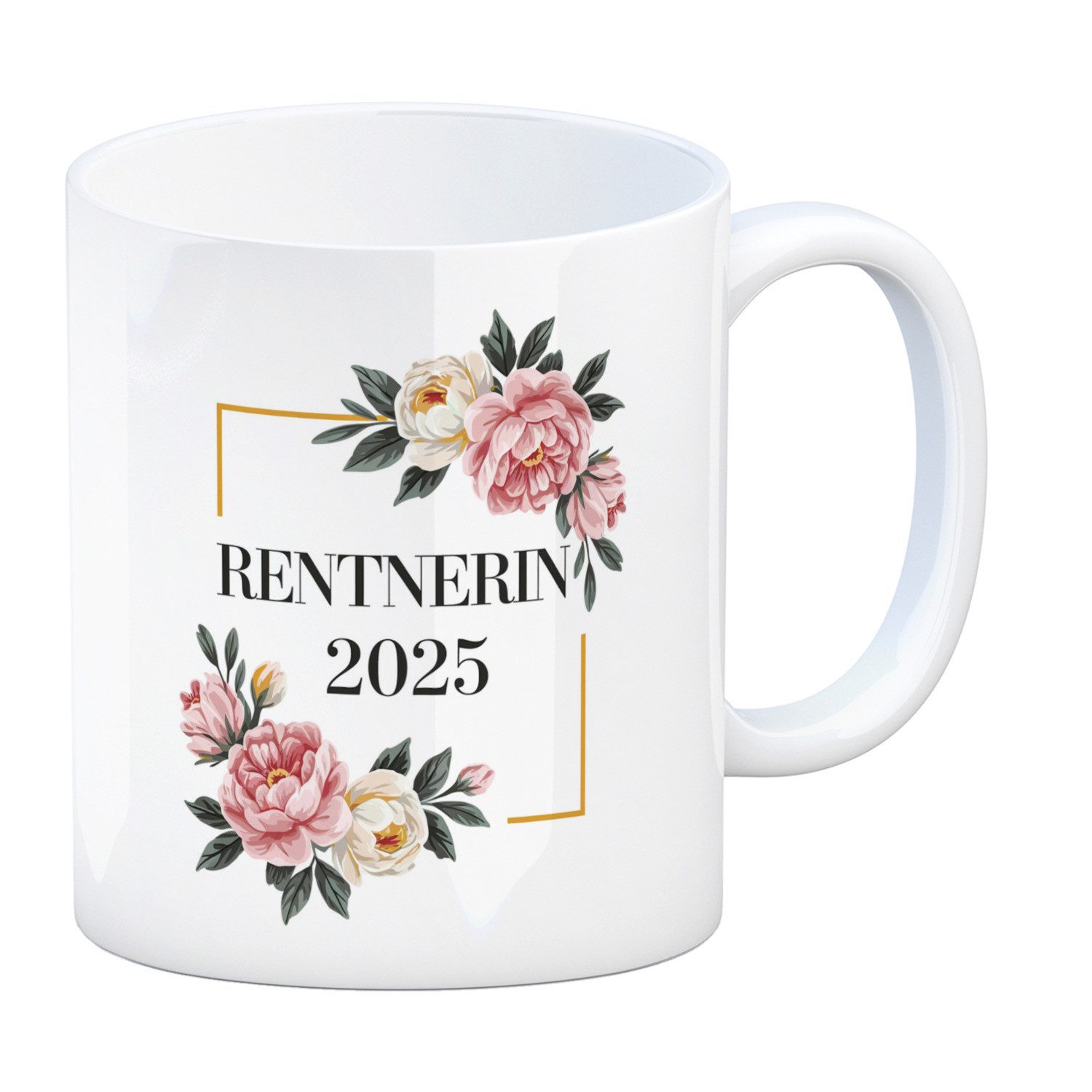 Tasse Rentnerin 2025 Blumen Kaffeebecher für den Ruhestand