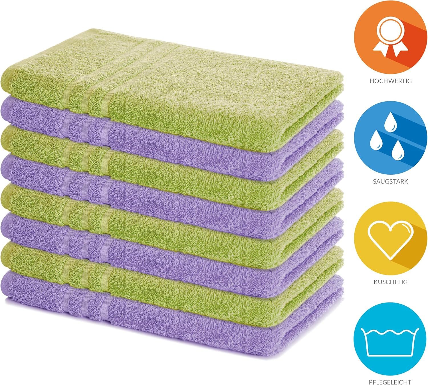 Lavea Handtücher 8er Handtuch Set 50x100 cm, Sporthandtuch, Badetuch, (Frottierserie Elena), Saugstarke & weiche Gästetücher, Handtuch Set