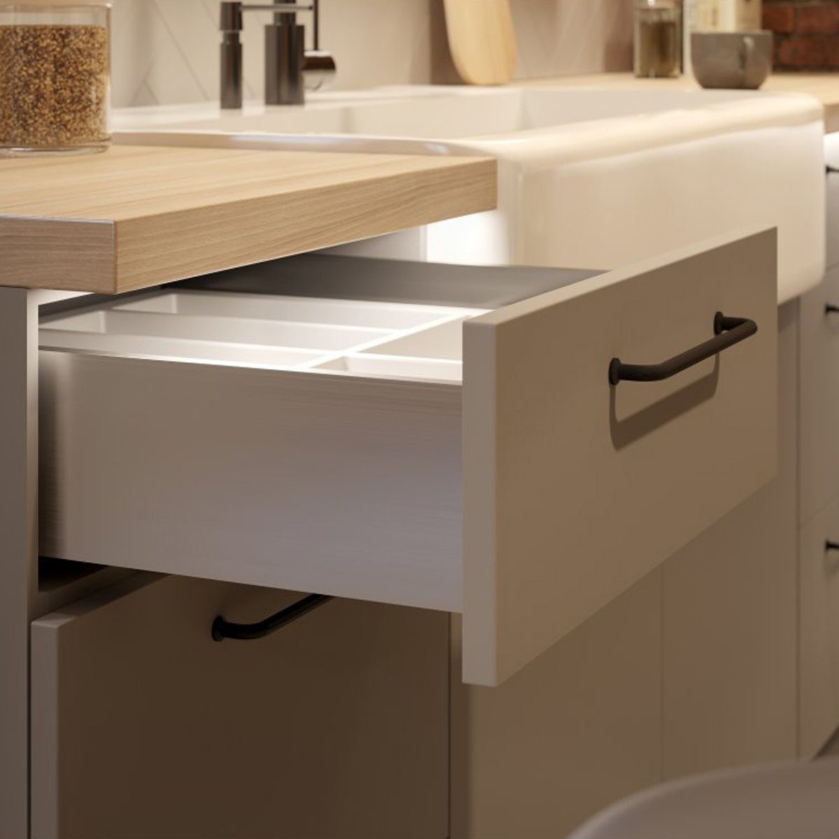 MS Beschläge Teleskopauszug Schubladensystem Weiß Schubkasten-Set Soft Close