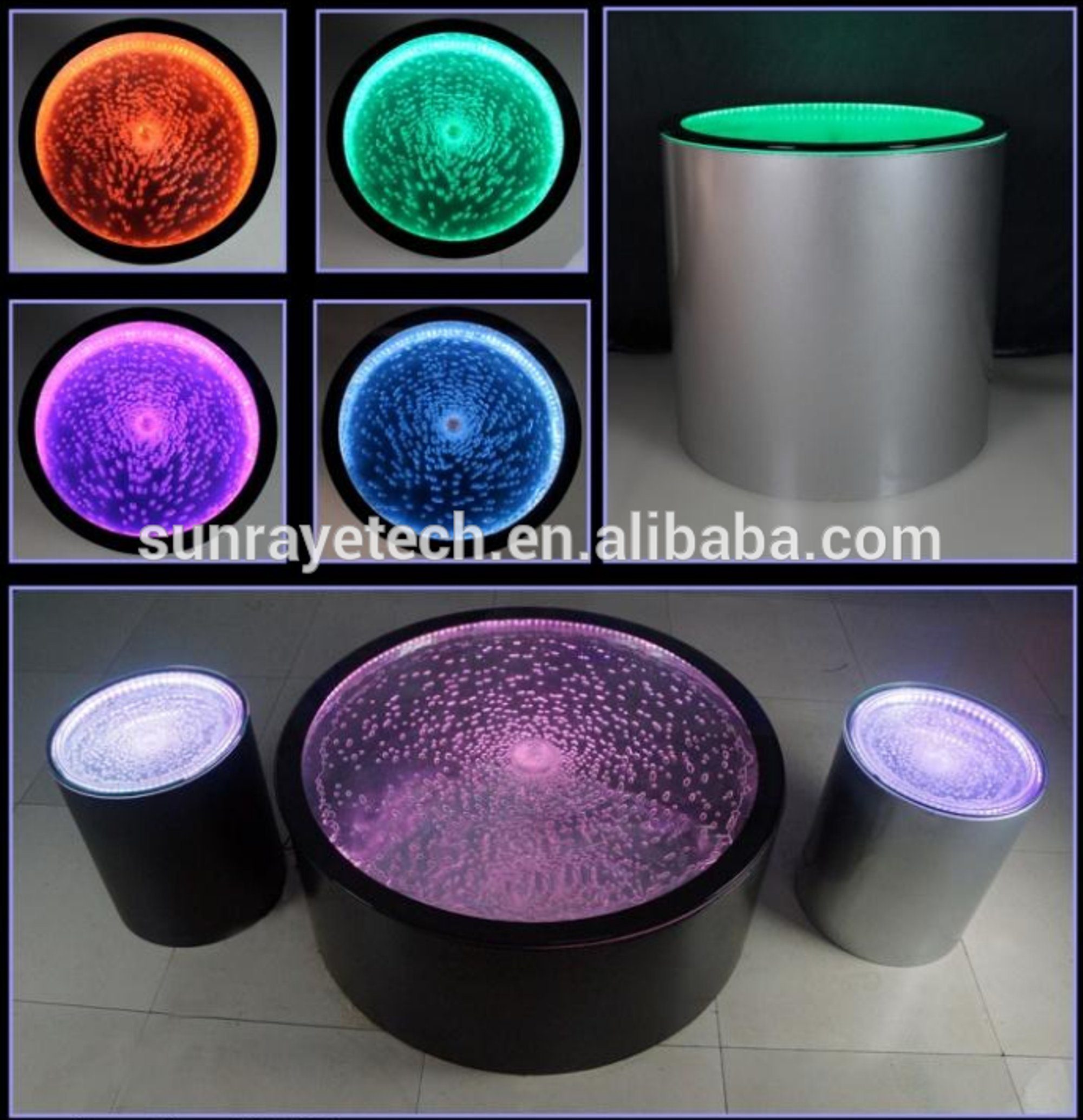 JVmoebel Couchtisch Tische Wasser Beleuchtet, LED Tisch Europe Design Säulen Made In Couchtisch Water