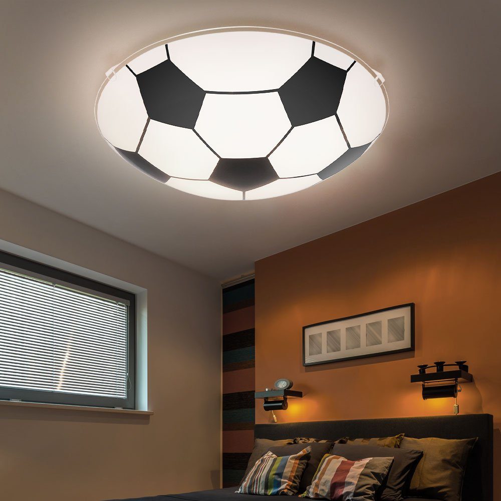 Dekolicht, Kinderzimmer etc-shop Warmweiß, Wand inklusive, Decken Leuchtmittel im Leuchte Glas Lampe satiniert Fußball