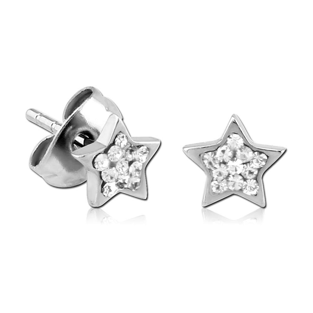 viva-adorno Paar Ohrstecker Stern Zirkonia Edelstahl Damen Mädchen Ohrringe Strass Sterne, Kristall