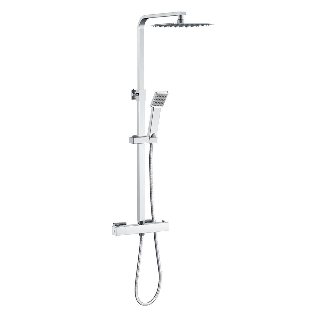 duschspa Duschsystem Duschset mit Thermostat 38℃ verstellbare Duschstange aus Edelstahl, 2 Strahlart(en), Regendusche mit quadratischem Duschkopf 20x20cm
