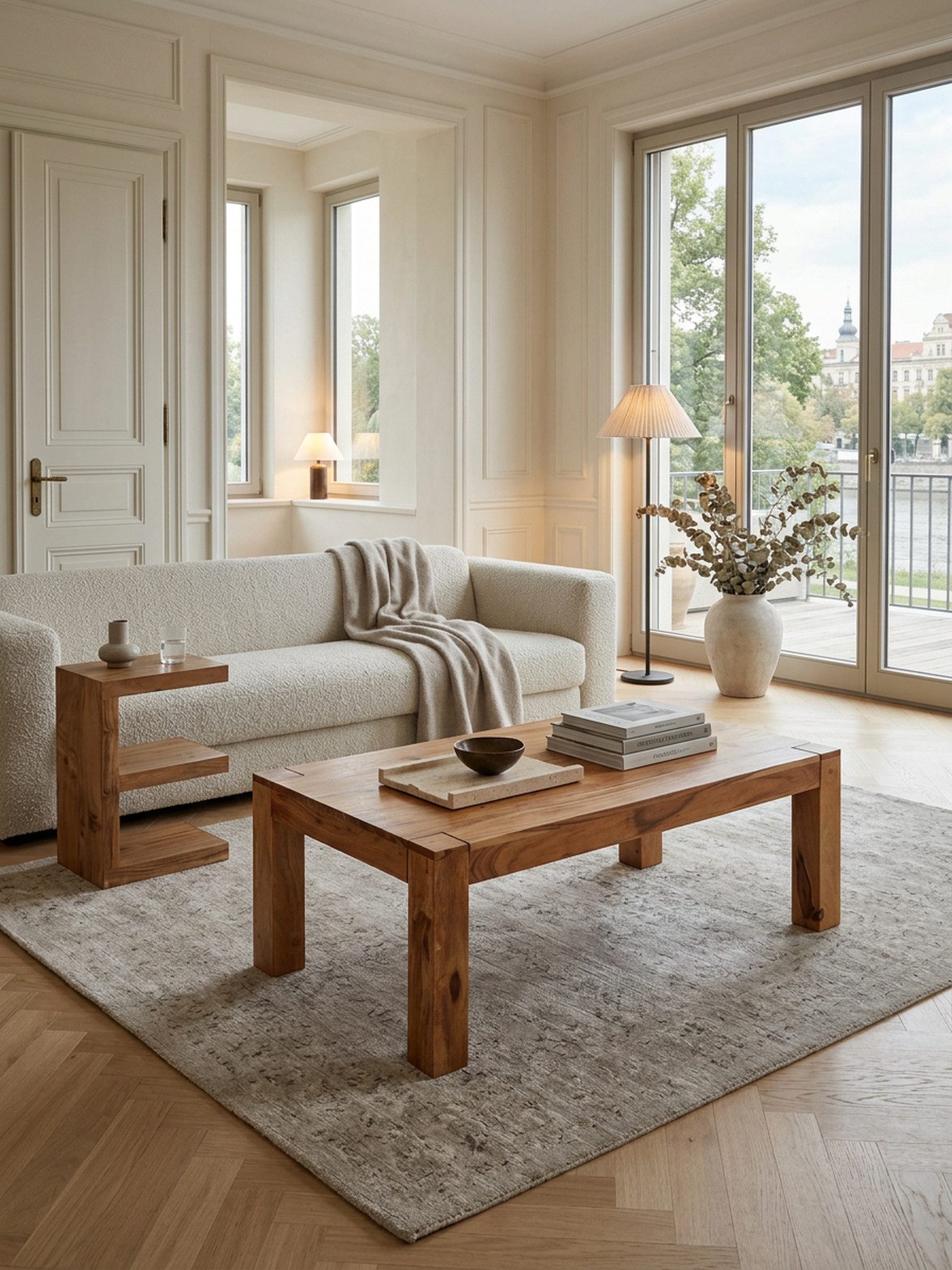 KADIMA DESIGN Couchtisch Couchtisch MUMBAI Massiv-Holz Akazie 110 cm breit Wohnzimmer-Tisch, Design Natur-Produkt Landhaus-Stil Beistelltisch