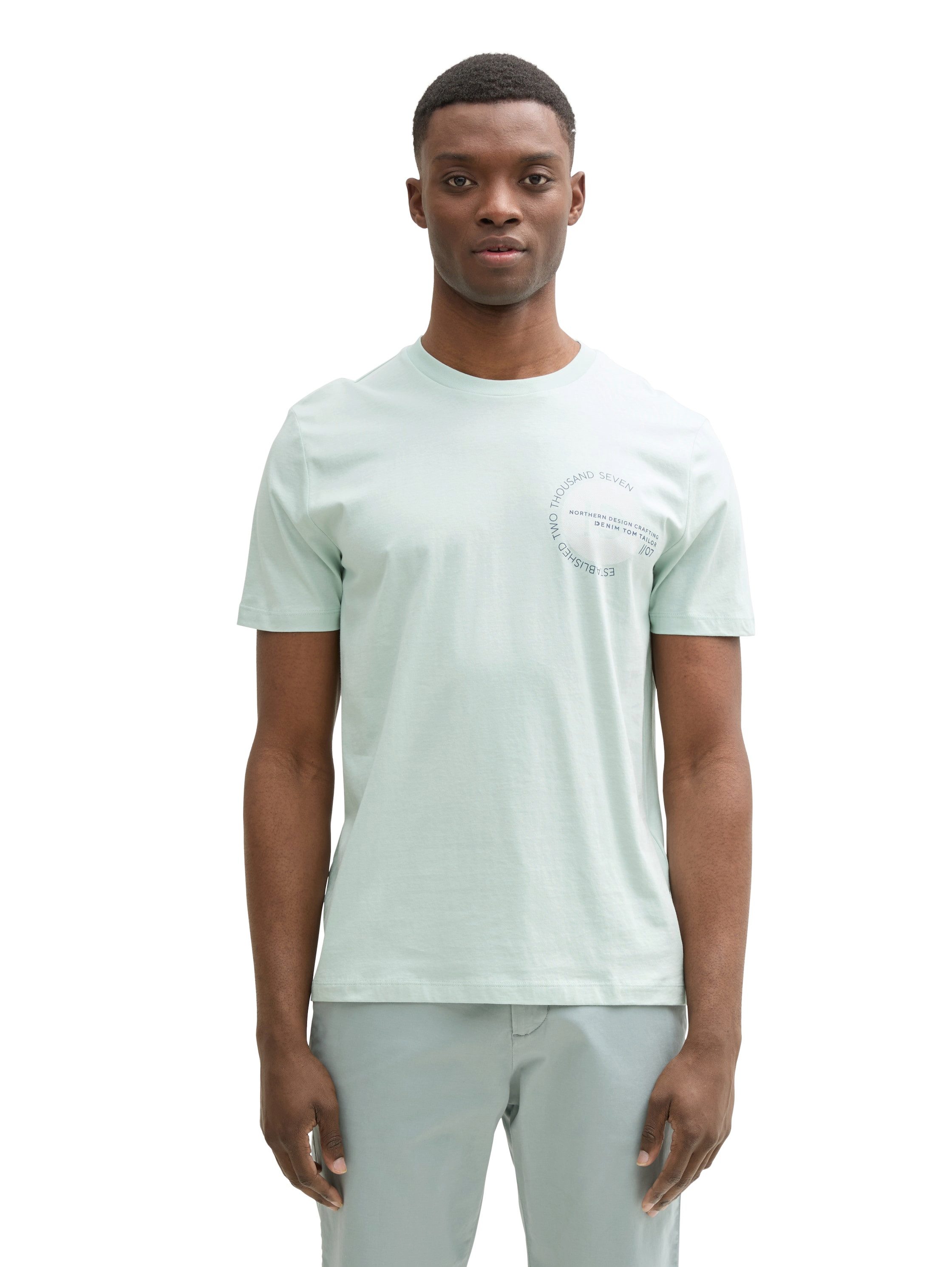 TOM TAILOR Denim Rundhalsshirt mit verschiedenen Logo Prints