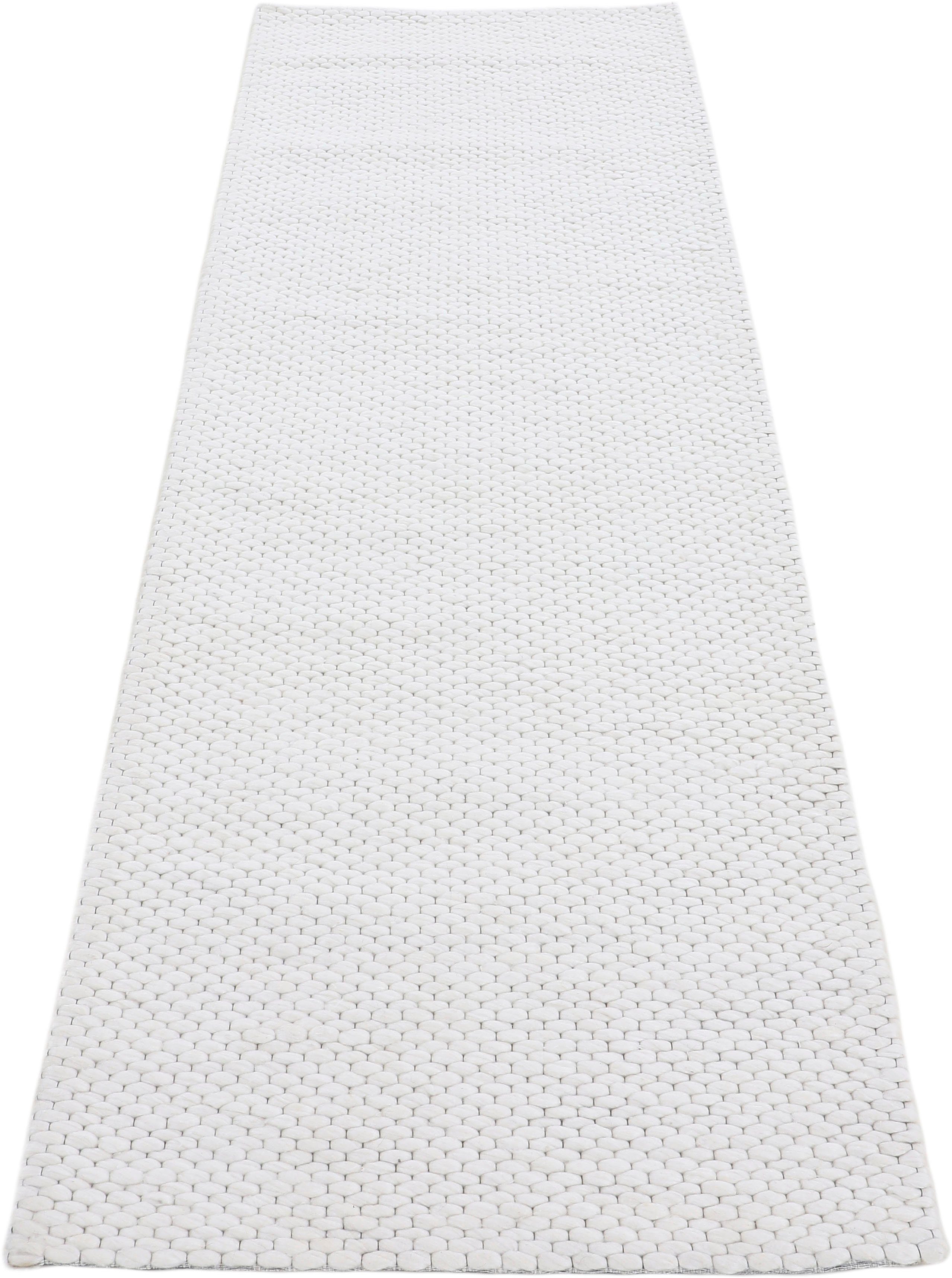 Läufer Sina, carpetfine, rechteckig, Höhe: 14 mm, Handweb Teppich, reine Wolle, meliert, handgewebt, weich & kuschelig hellbeige