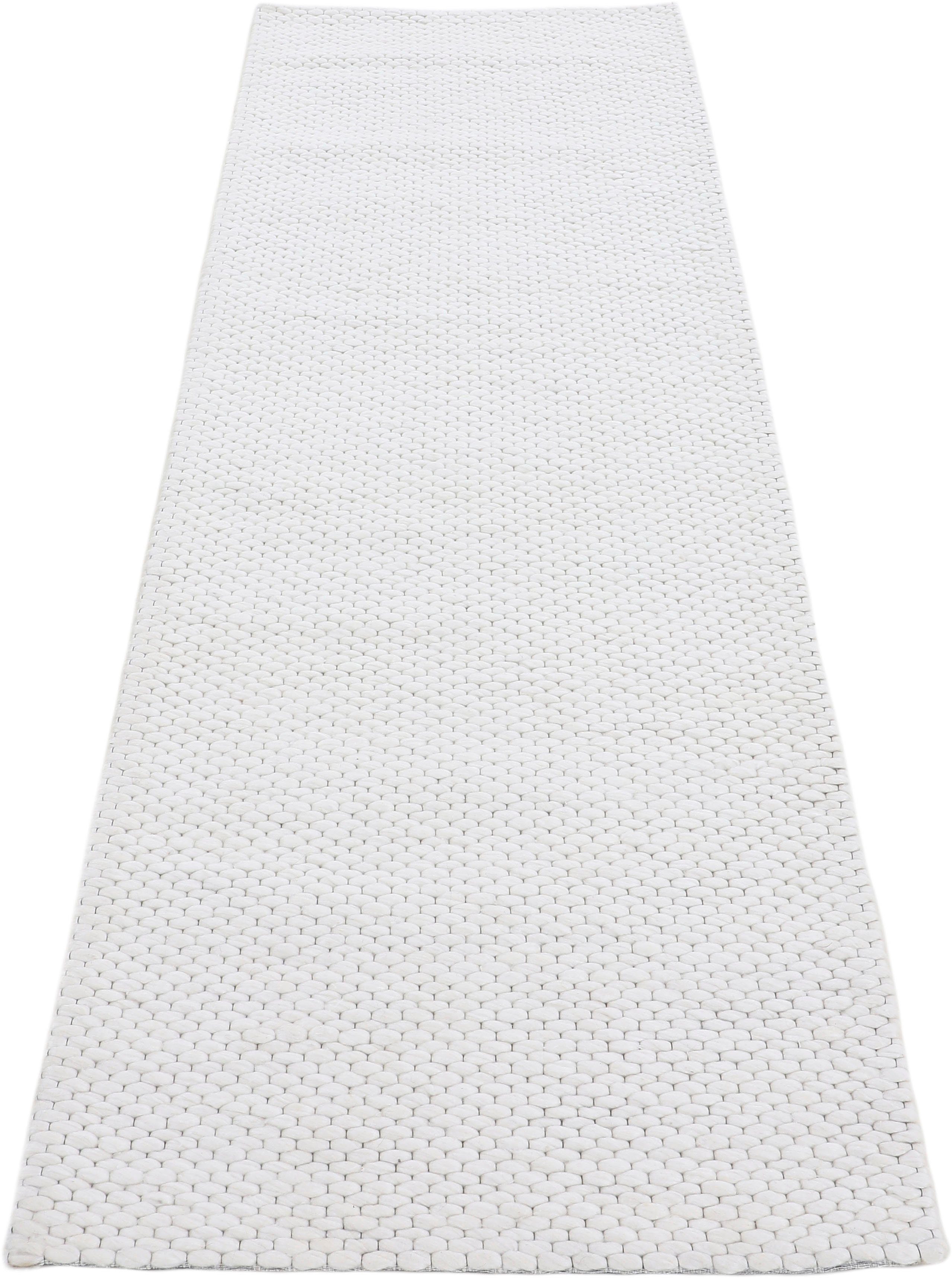 14 mm, weich carpetfine, rechteckig, handgewebt, hellbeige meliert, Teppich, Handweb & Läufer Höhe: reine kuschelig Wolle, Sina,