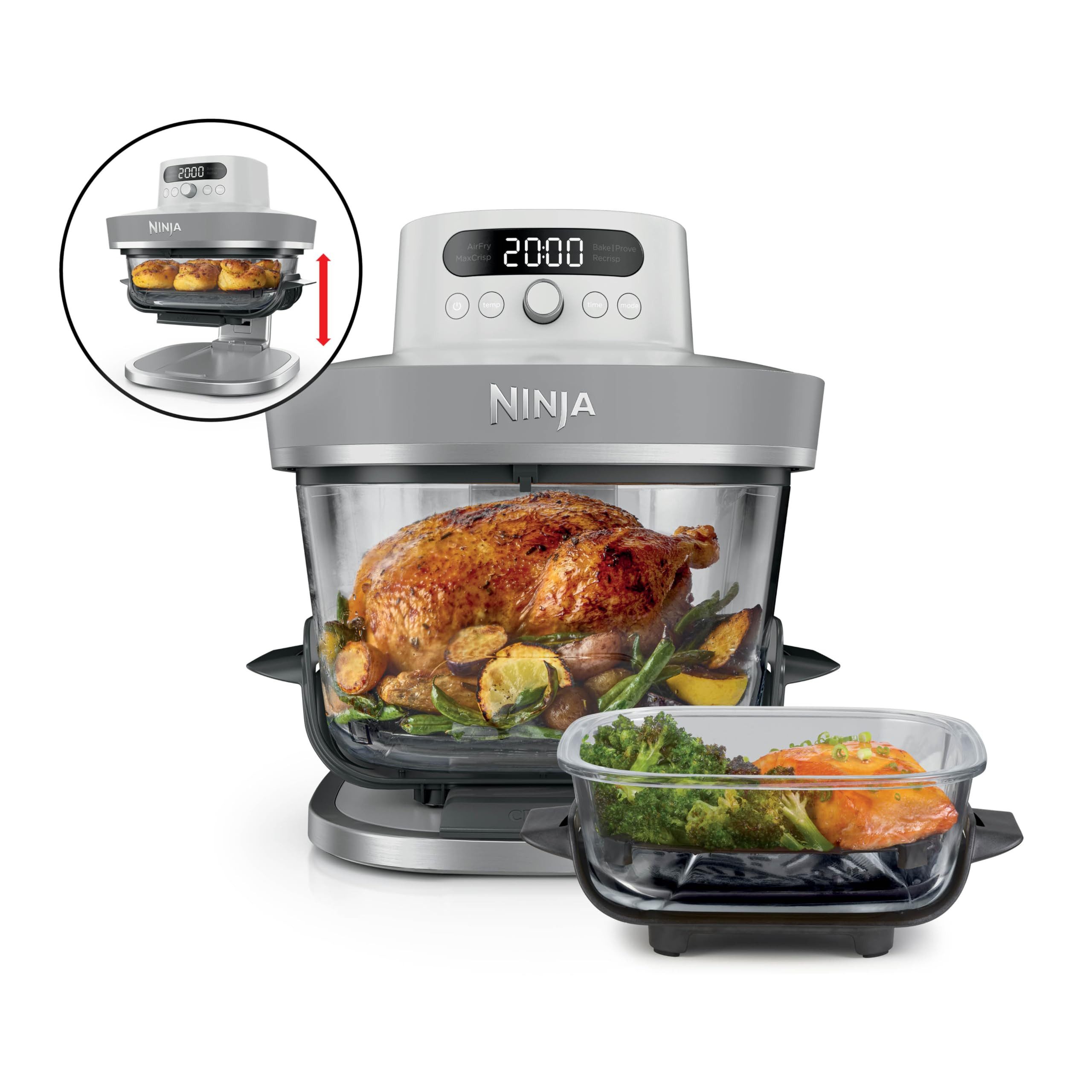 NINJA Fritteuse AS090EUWH, 5,7 L XL Glas-Heißluftfritteuse mit 5 Programmen