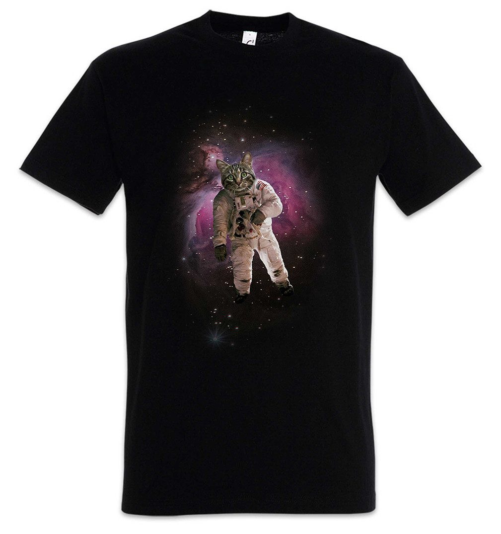 Urban Backwoods Print-Shirt Cat Astronaut Herren T-Shirt Katze Kitty Kitten Space Station Weltraum (1-tlg) Universum Kosmaonaut Raumfahrt Cosmonaut