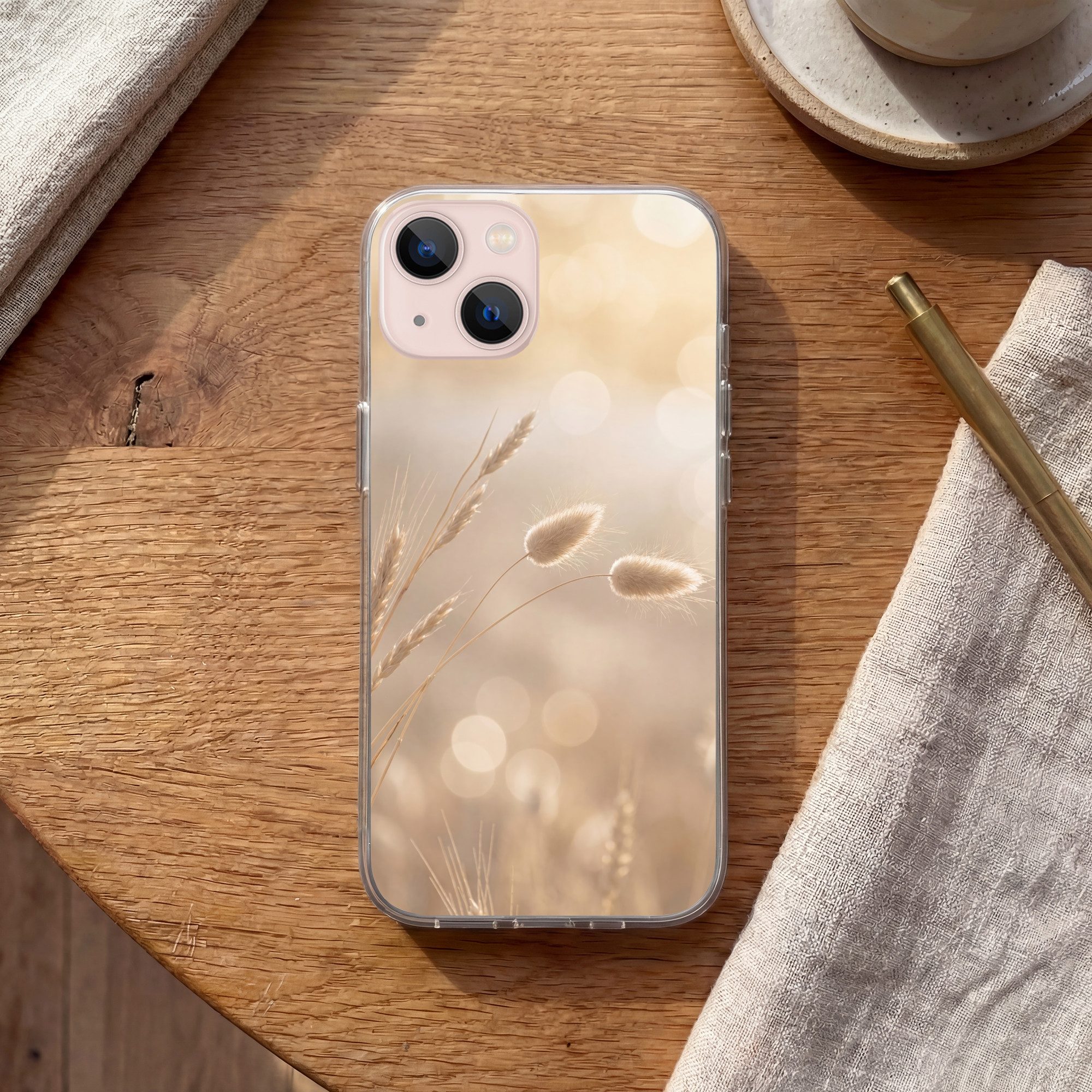 MuchoWow Handyhülle für Apple iPhone 13 mini Dunstschwanzgras - Grannenhaare - Sonnenlicht, Smartphone-Bumper, Print, Handy Schutzhülle Dünn