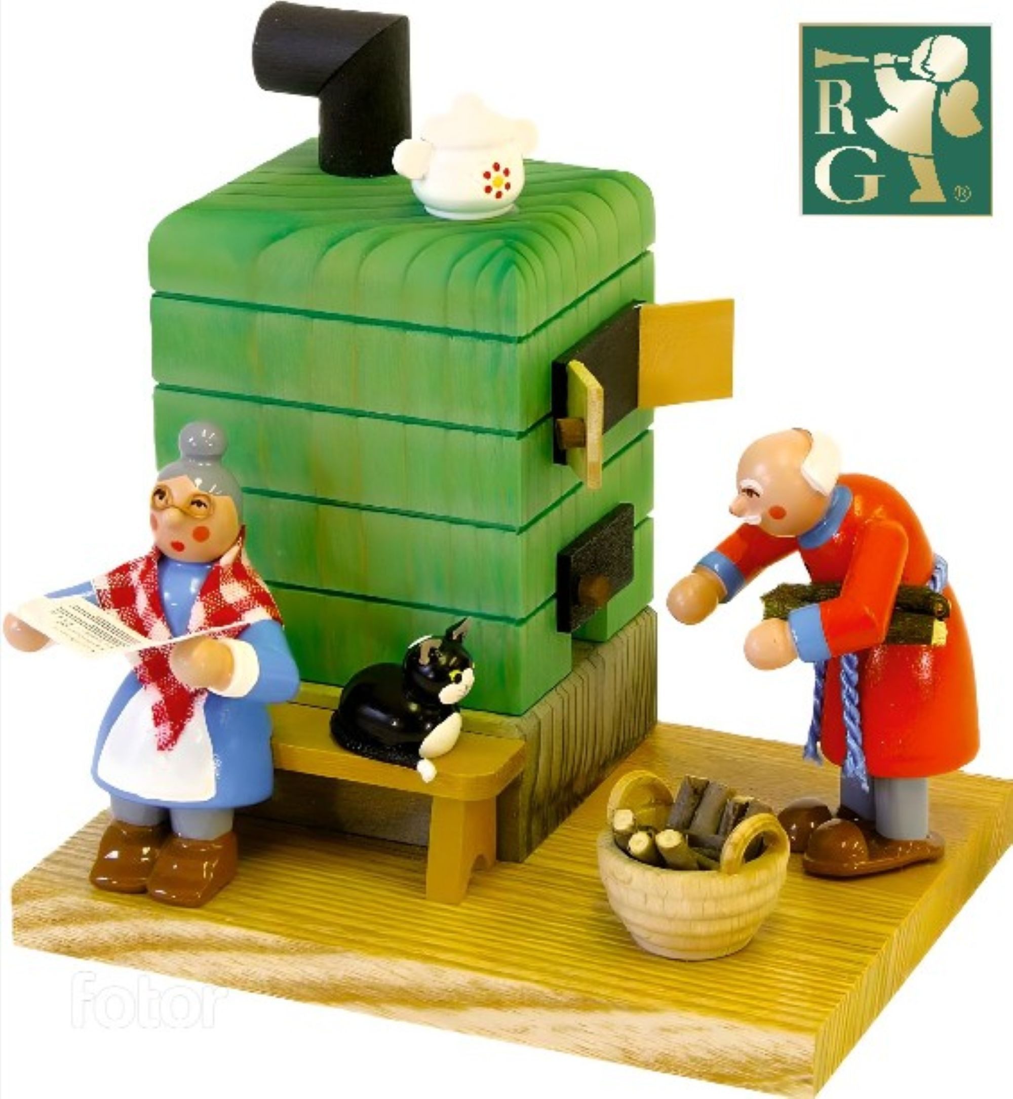 Richard Glaesser Räuchermännchen Rauchofen mit Oma und Opa, Höhe 10 cm, Handwerkskunst aus dem Erzgebirge