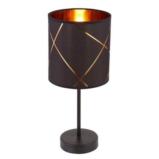 etc-shop Tischleuchte, Tisch Lampe Leuchte Metall Schwarz Gold Textil