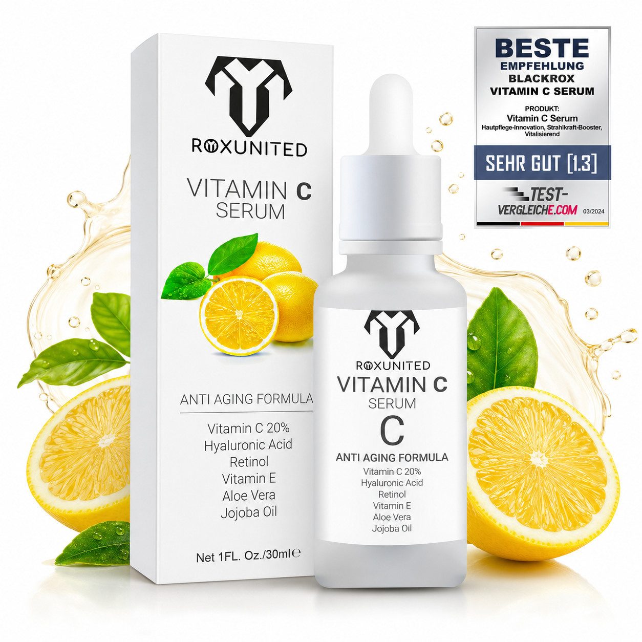Gesichtsserum Vitamin C Serum Gesichtsserum [Vergleichssieger 2026] Anti-Aging 30ml