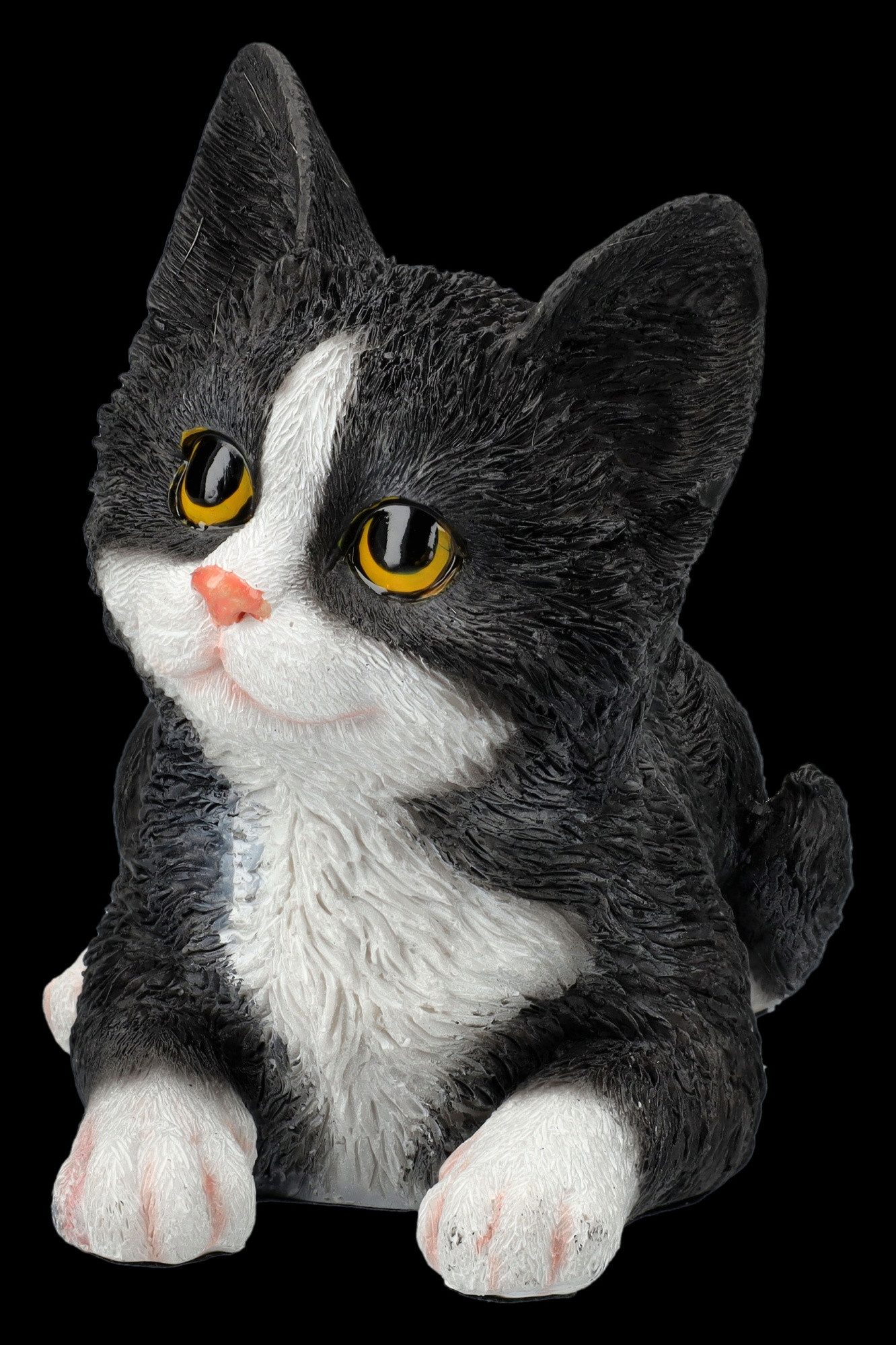 Figuren Shop GmbH Tierfigur Katzenfigur – Süßes Kätzchen Deko Statue handbemalt Polyresin 14 cm