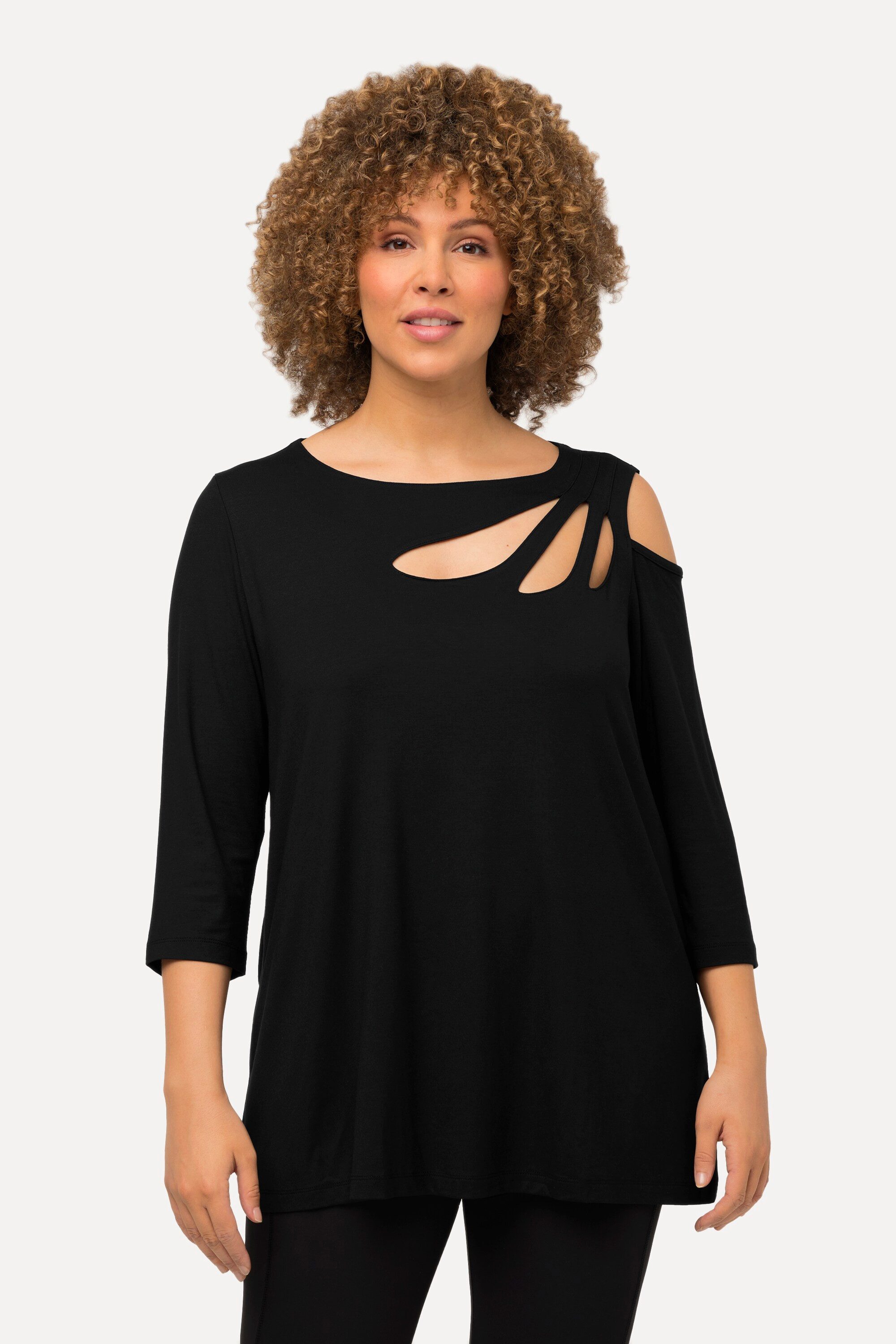 Ulla Popken T-Shirt Shirt Cut-Outs A-Linie günstig online kaufen