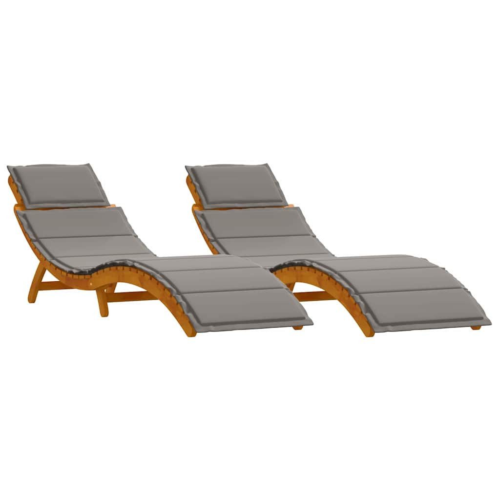 vidaXL Gartenliege Sonnenliege 2 stk. Massivholz Grau, 2 St.