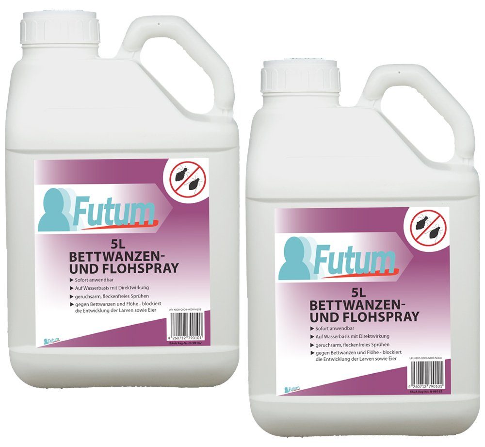 FUTUM Insektenspray Anti-Bettwanzen-Spray Floh-Mittel Ungeziefer-Spray, 10 l, auf Wasserbasis, geruchsarm, brennt / ätzt nicht, mit Langzeitwirkung