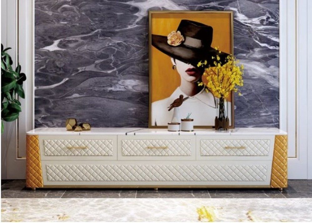 JVmoebel Lowboard Stylisches TV-Lowboard aus Holz mit Marmor-Optik für dein Wohnzimmer, Made in Europa