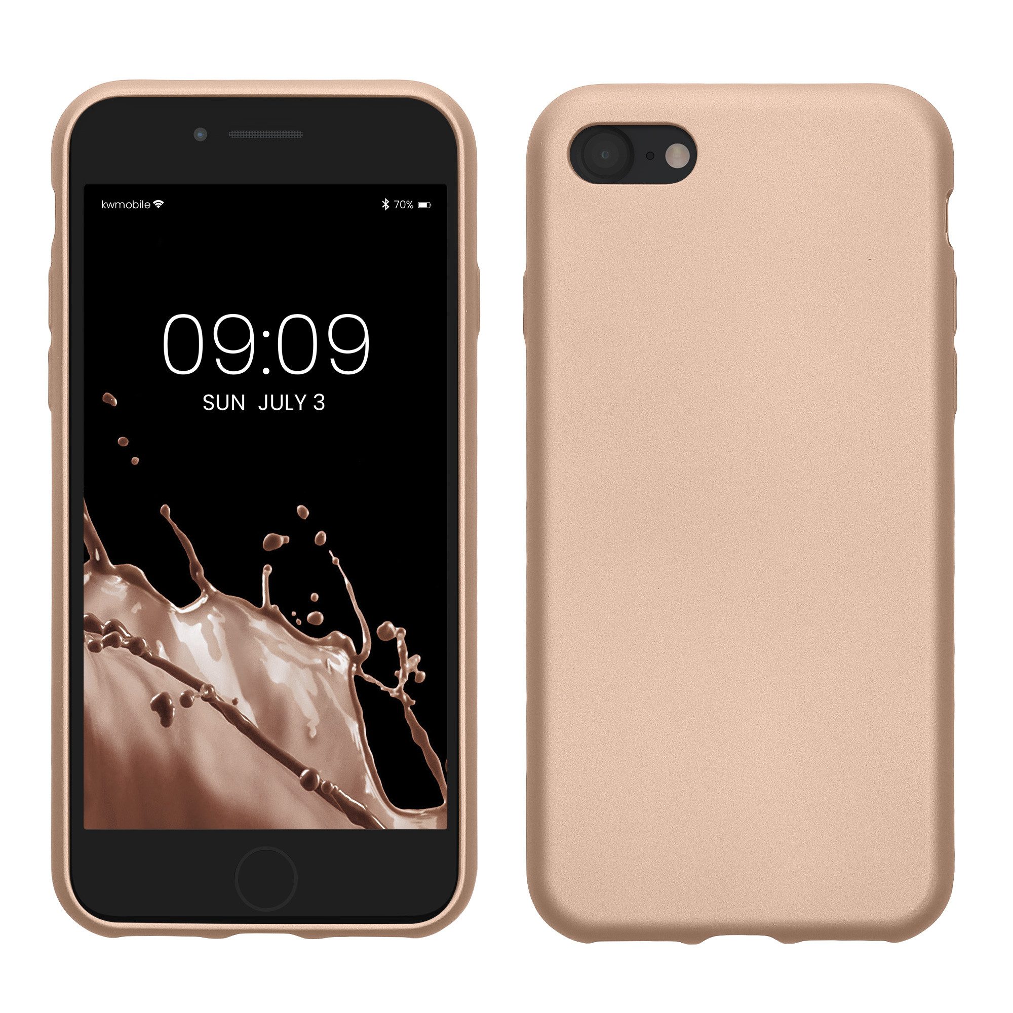 kwmobile Handyhülle Handyhülle für Apple iPhone SE / 8 / 7 Hülle, Silikon Case metallisch schimmernd - Schutzhülle Cover