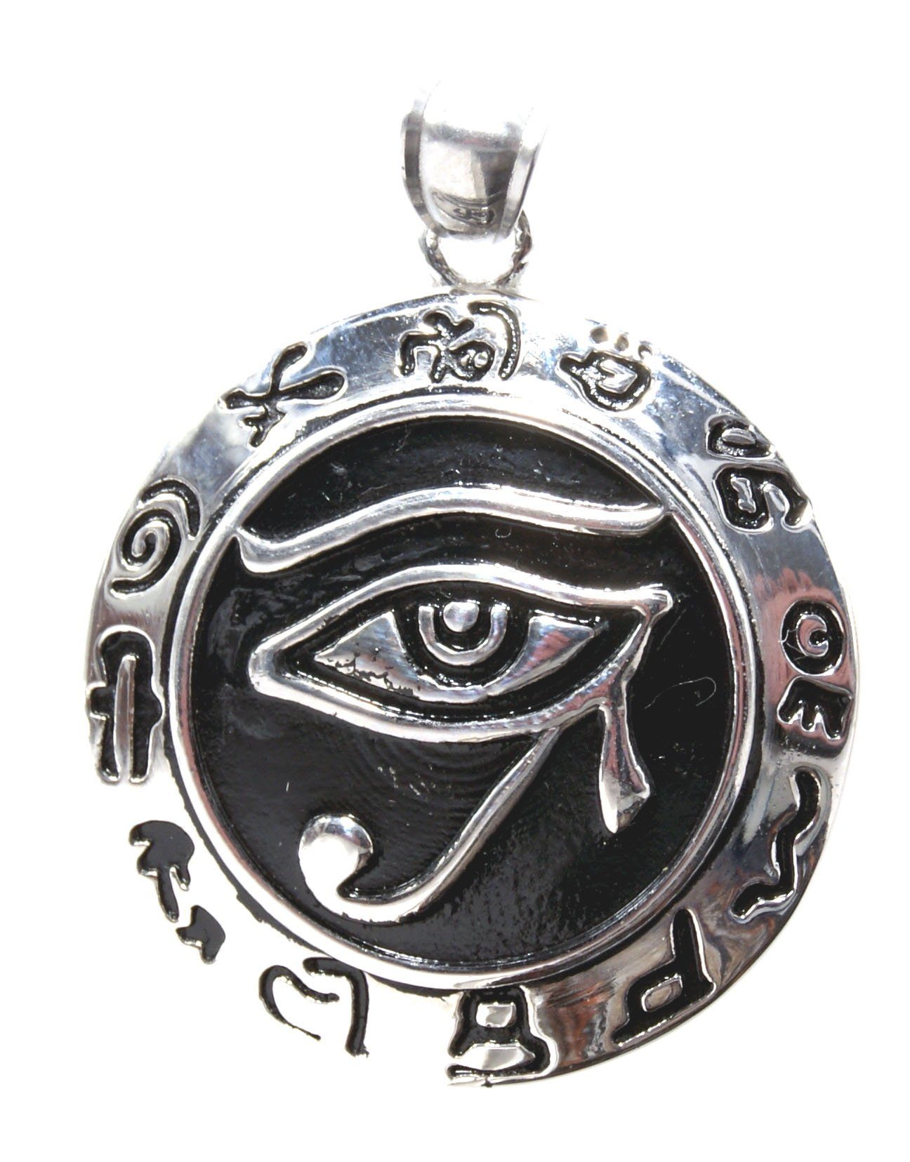 Horusauge Horus of Schutz Kettenanhänger Edelstahl Amulett Leather Dreieck des Auge Kiss