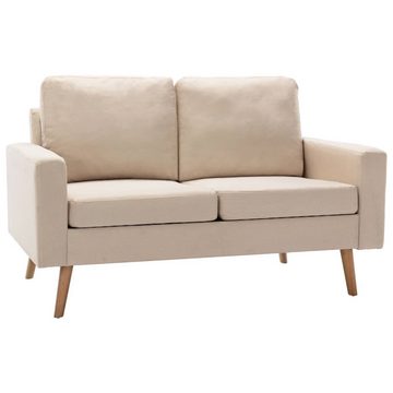 vidaXL Sofa 2-Sitzer-Sofa Creme Stoff Couch