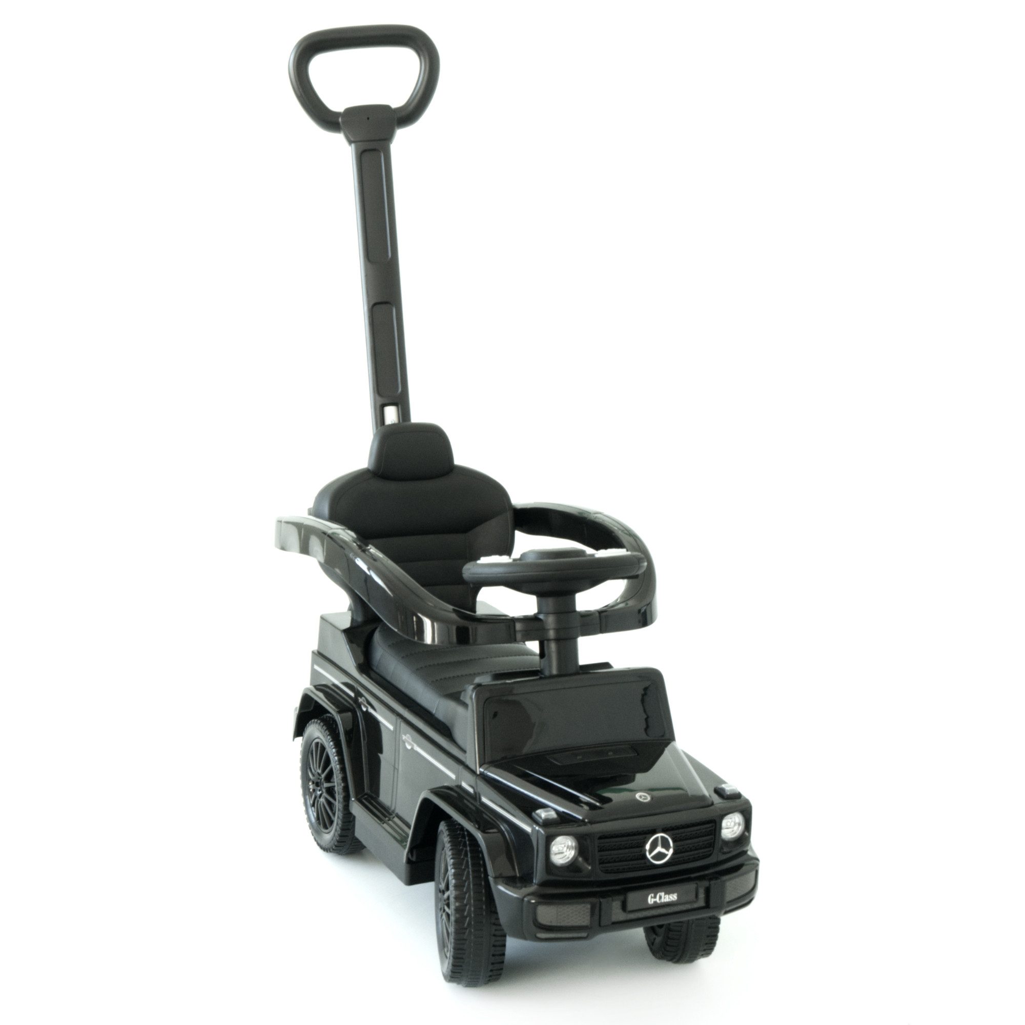 Lemodo Rutscherauto Babyrutscher Mercedes G350d mit Schiebestange, leise laufende Kunststoffräder, Sound-Lenkrad