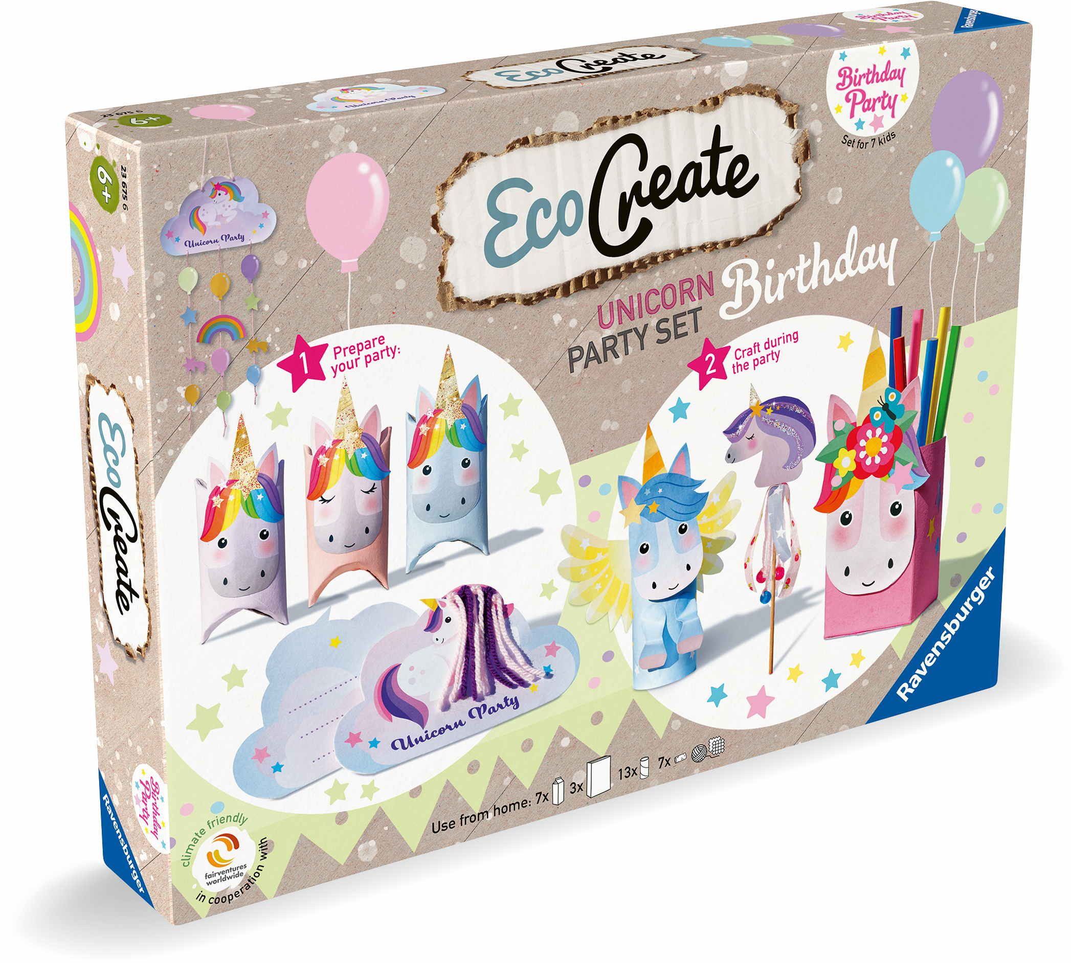 Ravensburger Kreativset Upcycling Basteln EcoCreate Maxi Geburtstags Box Einhorn 23675