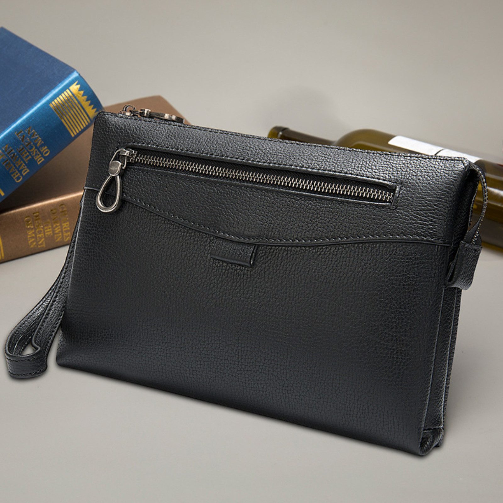 YUBRO-STUDIO Clutch Herren Leder Tasche Ziegenleder günstig online kaufen