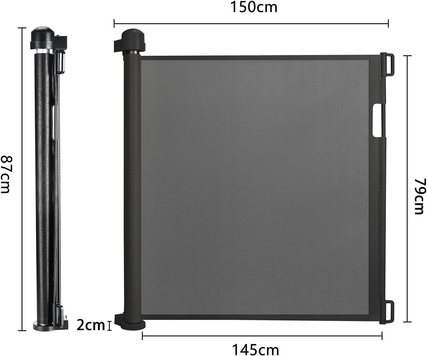 FIVMEN Treppenschutzgitter PVC Türschutzgitter Ausziehbar 0-300 cm, Weiß/Grau/Schwarz für Babys und Haustiere
