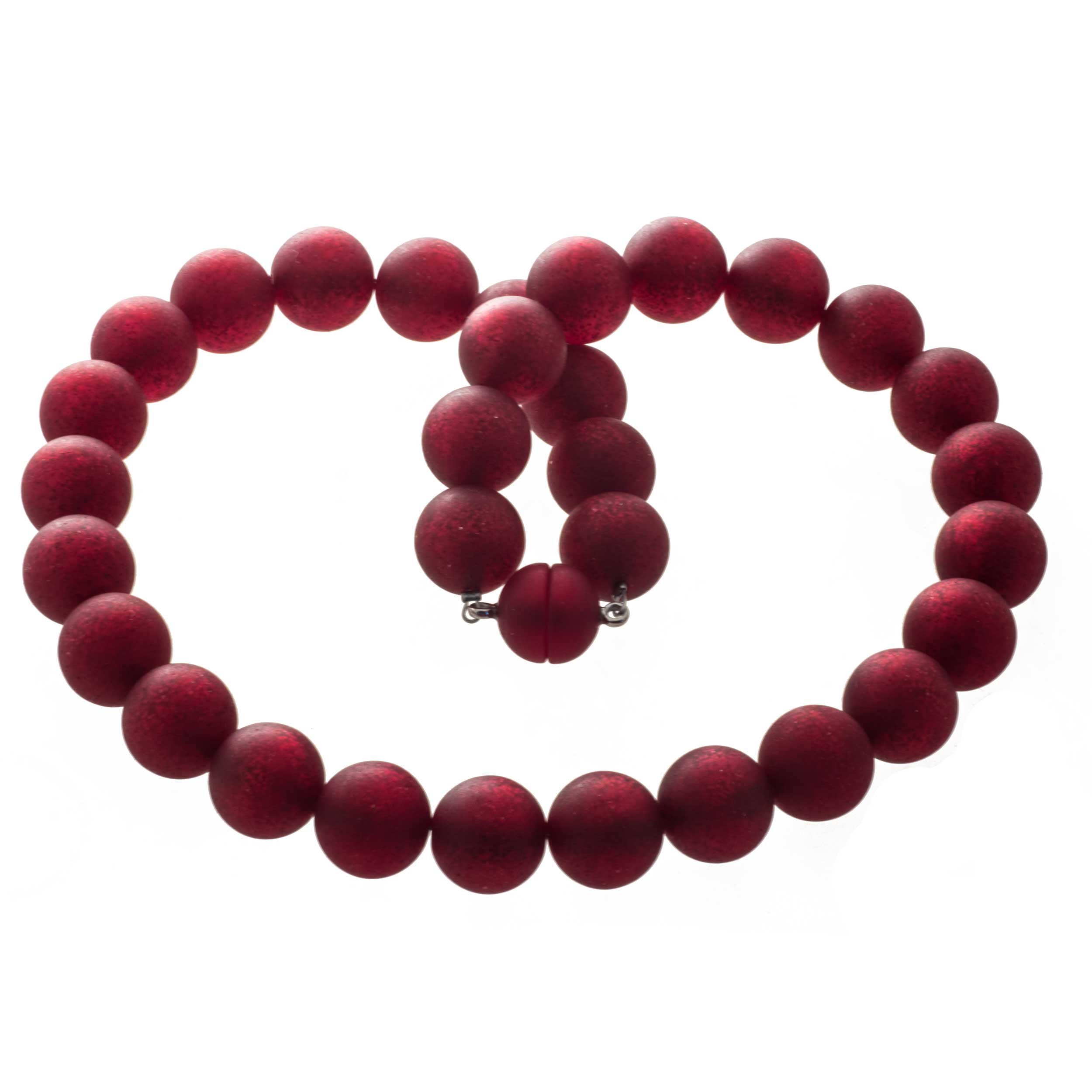 Bella Carina Perlenkette Polaris Perlen Kette 16 mm dunkles rot, Magnetverschluss