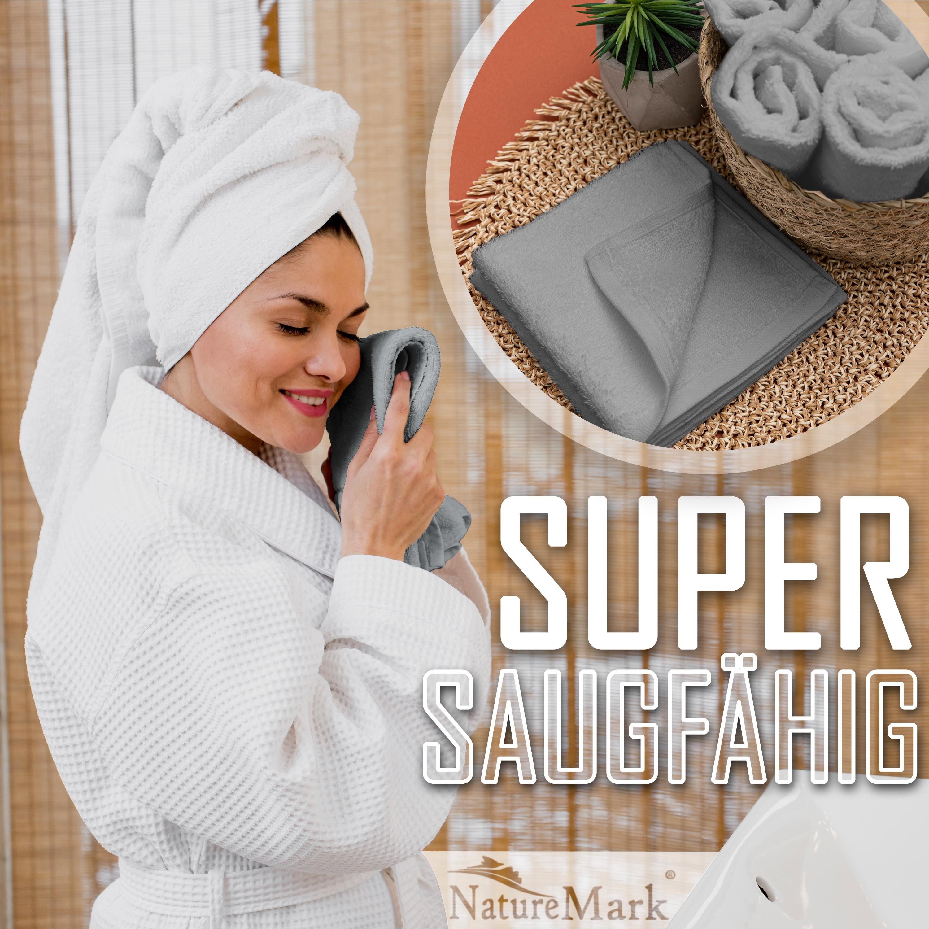 NatureMark Seiftuch 10er-Set Seiftücher 30x30cm 100% Baumwolle, (10-St), Frottier Waschlappen Seiflappen 30 x 30 cm, Silber grau – Bild 3 von 5