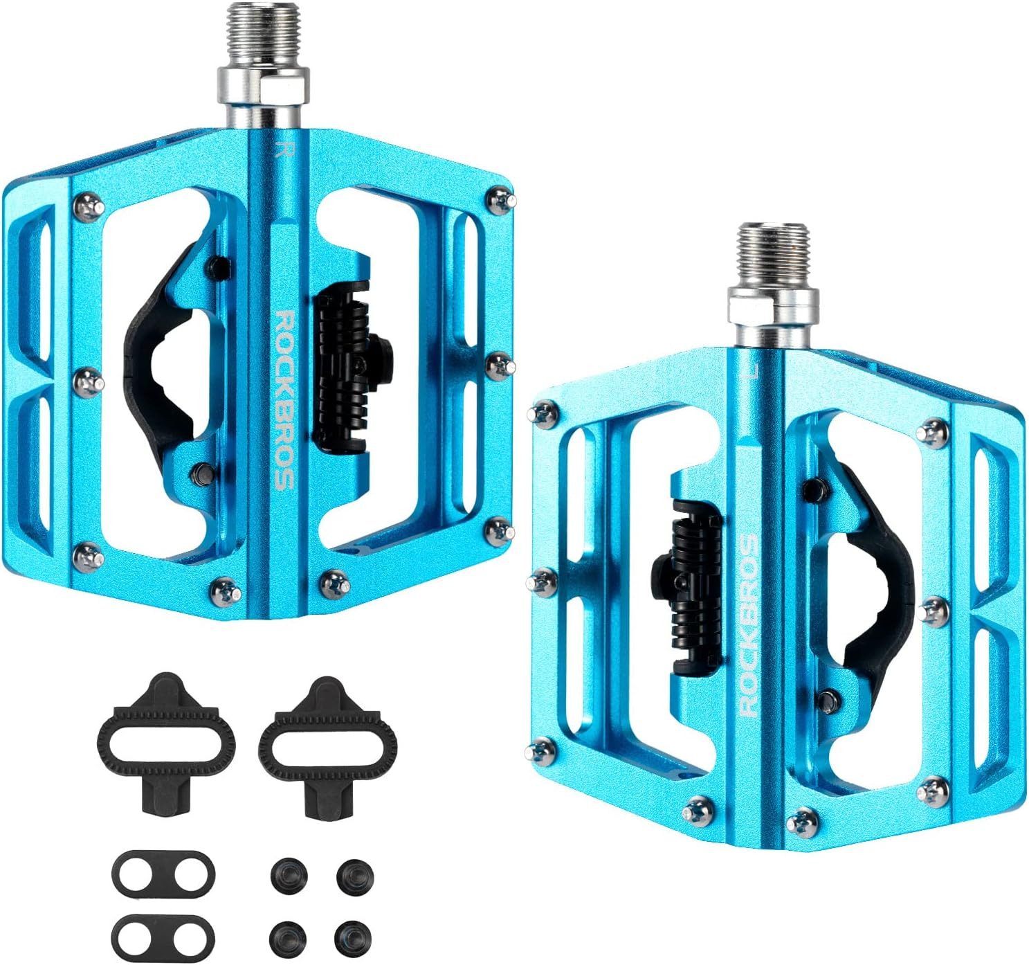 ROCKBROS Fahrradpedale Fahrradpedale Aluminium Rutschfest 2 in 1 SPD Pedale (1-tlg., für MTB Rennrad Stadtrad Schwarz)