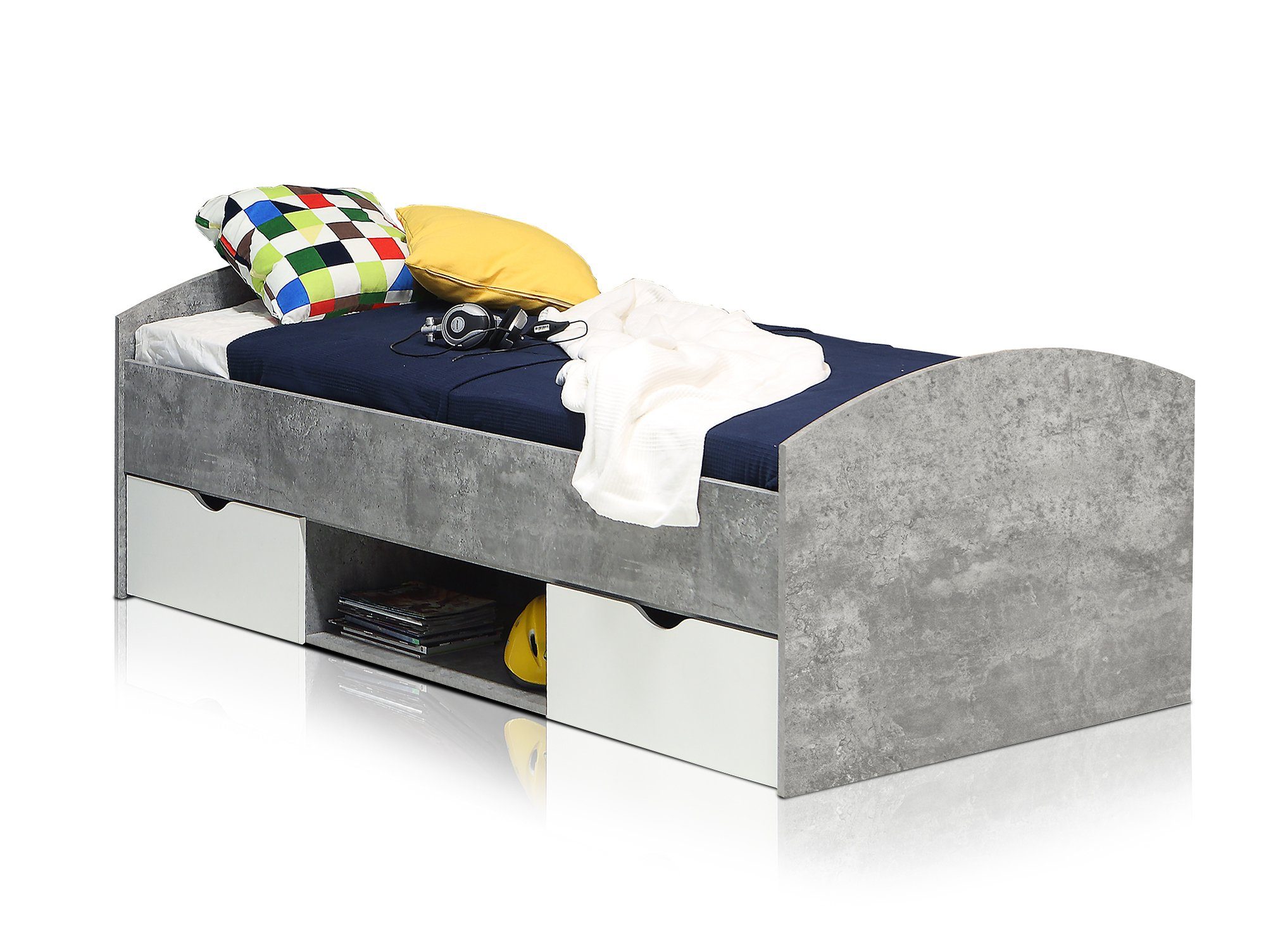 Moebel-Eins Kinderbett, LILLY Jugendbett / Funktionsbett 90x200 cm, Material Dekorspanplatte