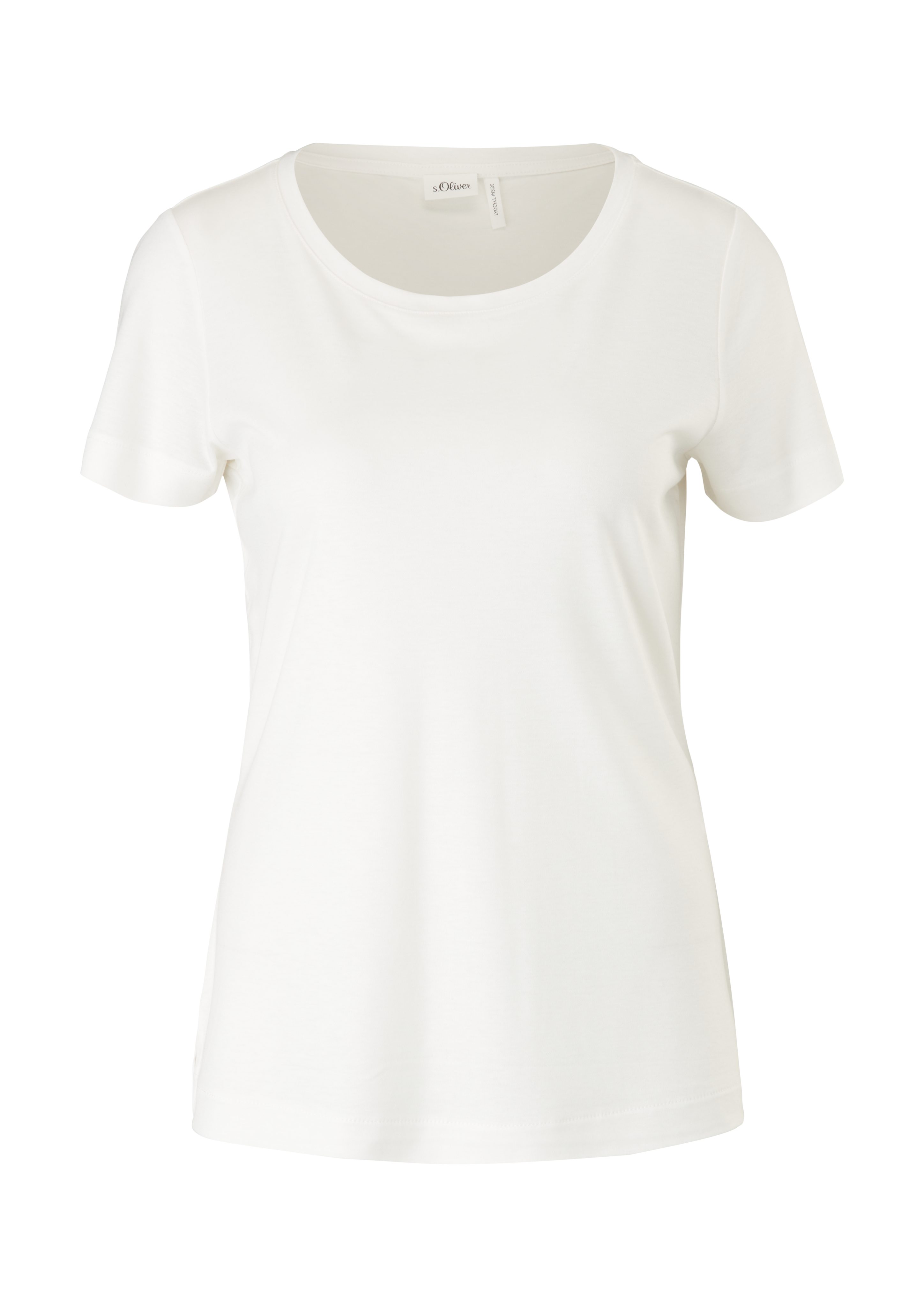 BLACK soft s.Oliver Lyocell Kurzarmshirt aus LABEL T-Shirt white
