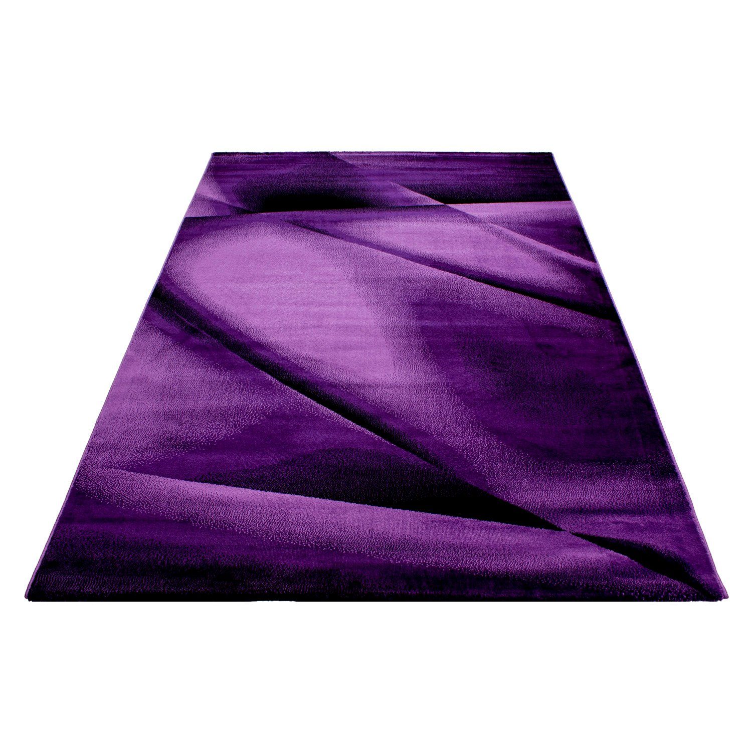 Teppium Teppich Abstrakt Design, Rechteckig, Höhe: 12 mm, Kurzflor Teppich Wohnzimmer Abstrakt Design Violett Pflegeleicht