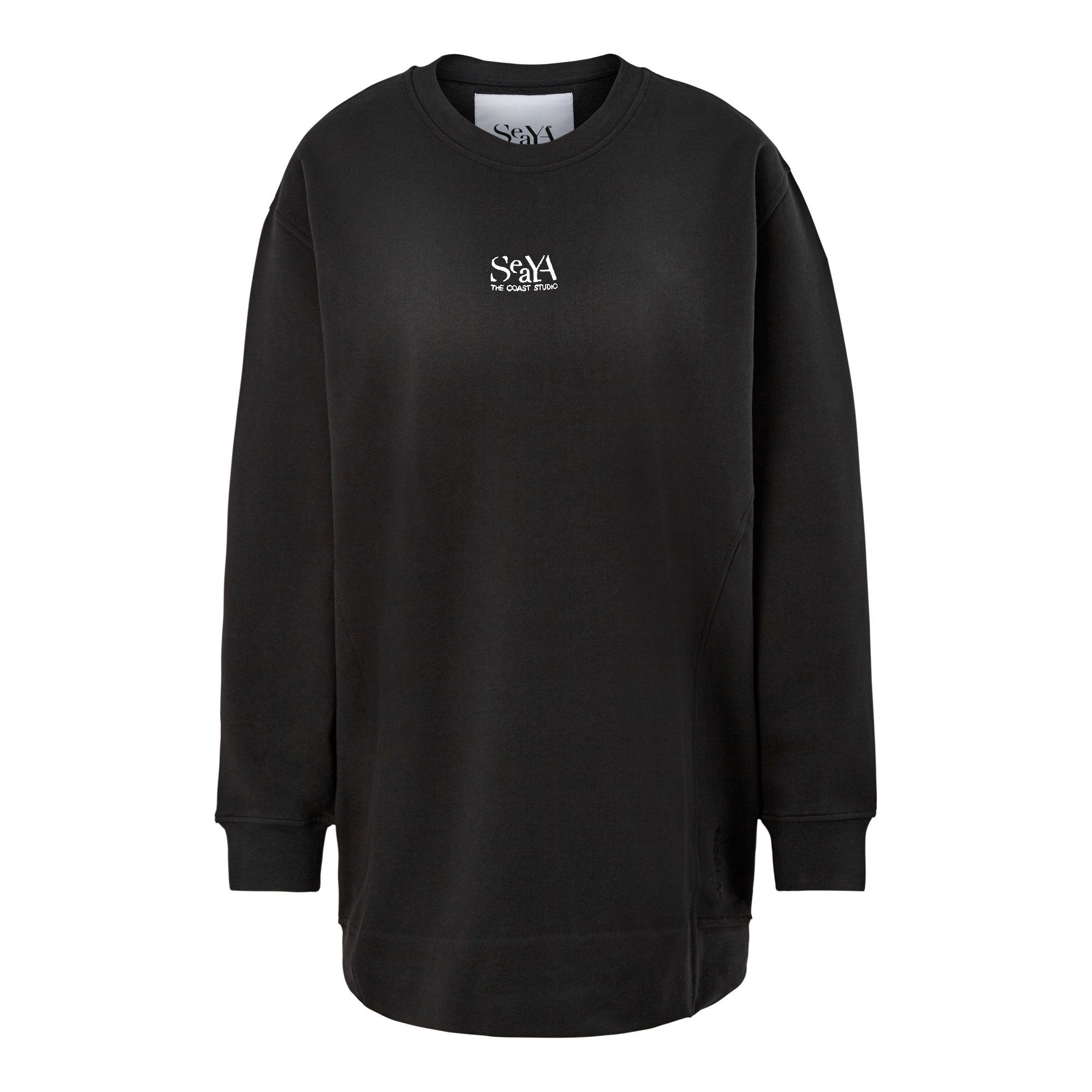 SeaYA lang Sweatshirt Stickerei Biobaumwolle Sweatshirt schwarz