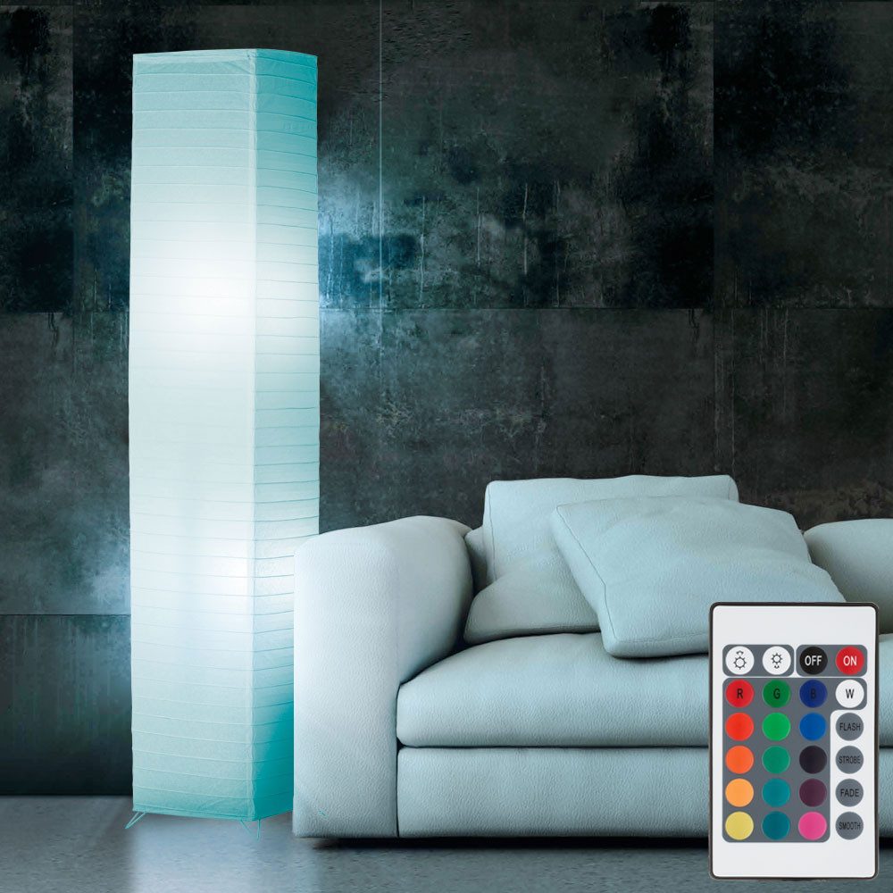 Reality Leuchten LED Stehlampe, Leuchtmittel inklusive, Warmweiß, Papier Decken Fluter Wohn Ess Schlaf Zimmer Fernbedienung Steh Lampe