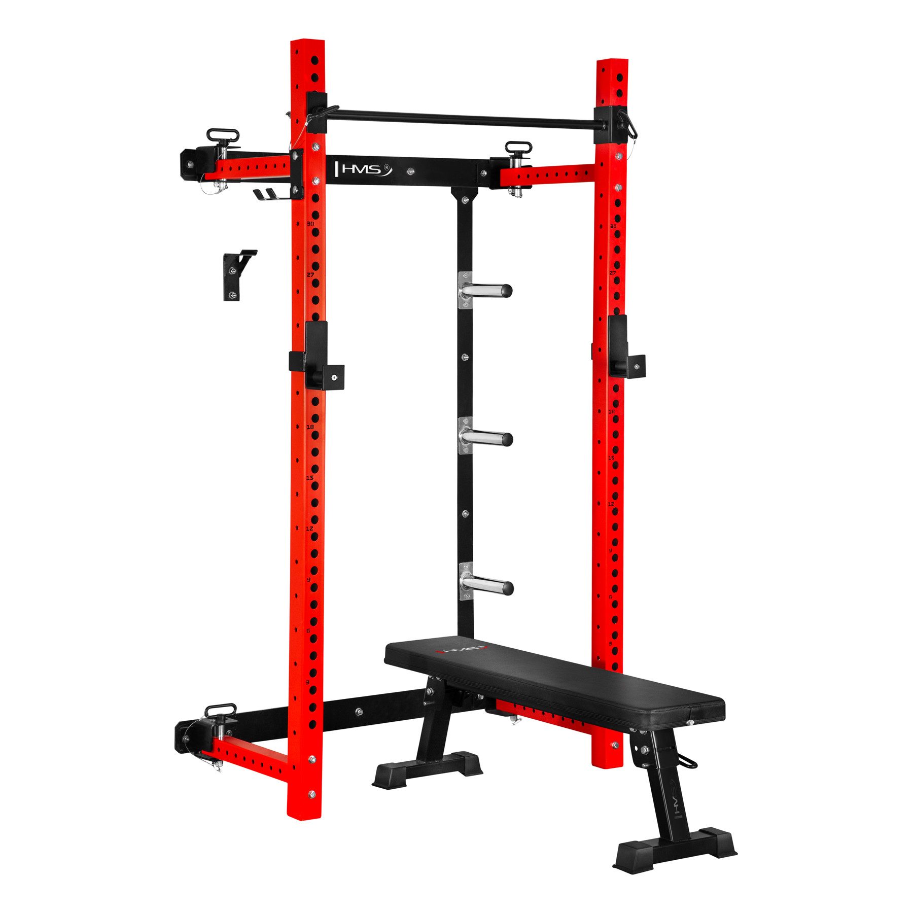 HMS Power Rack Wand-Kraftstation Klimmzugstange klappbar, (Spar-Set, 1-tlg., 123x61, 5x228, 5cm klappbar), klappbar, wandmontiert, platzsparend, Stahl