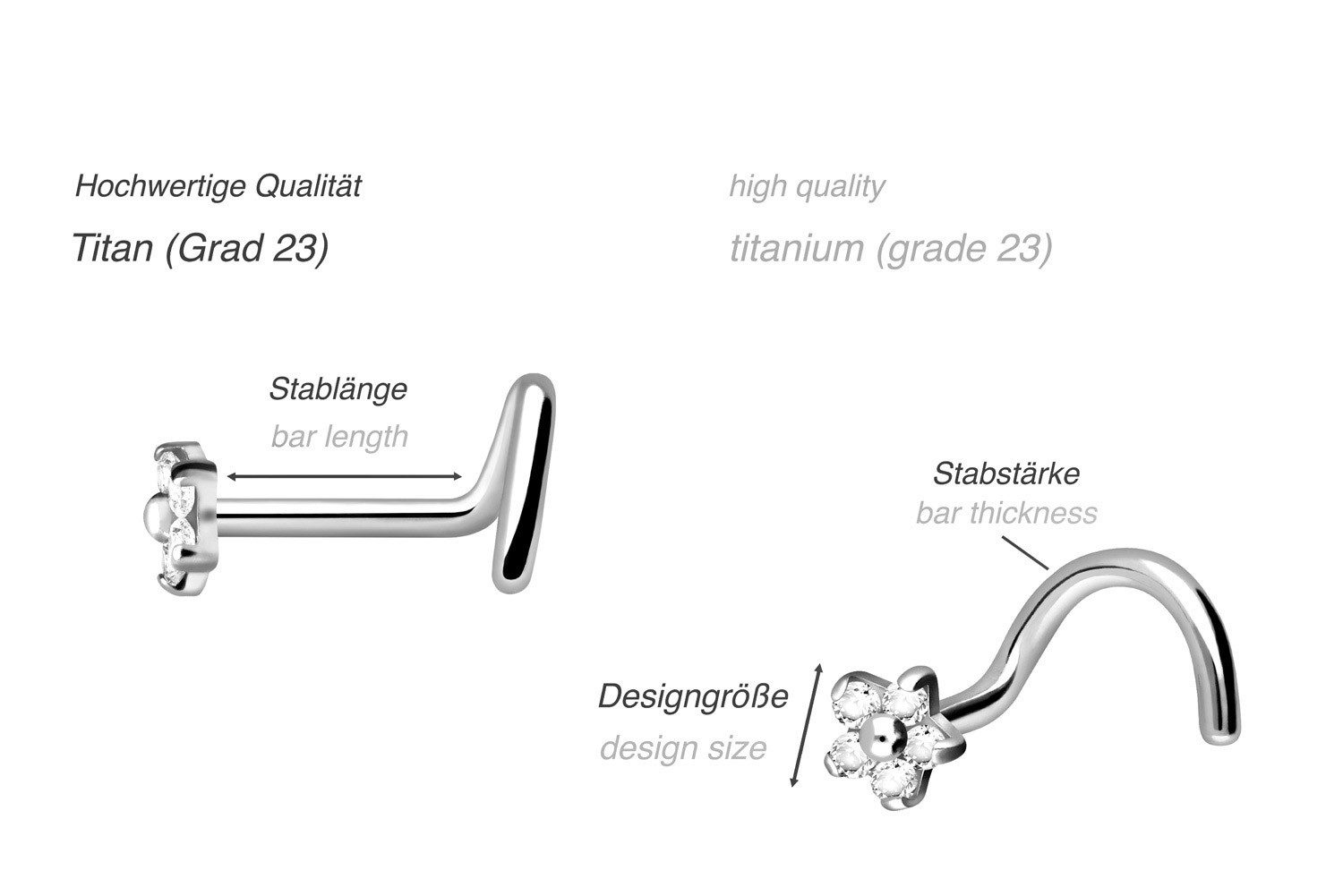 PIERCINGLINE Nasenpiercing Titan Nasenstecker Spirale KRISTALLBLUME (Nasens günstig online kaufen