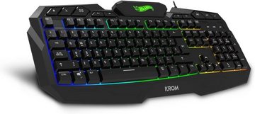 KROM Hot Wheels Edition Kustom - LED RGB Membran Italienisch Layout Tastatur- und Maus-Set, Mit Maus optischem Sensor 7200 DPI, Mause-Matte eine Gummibasis