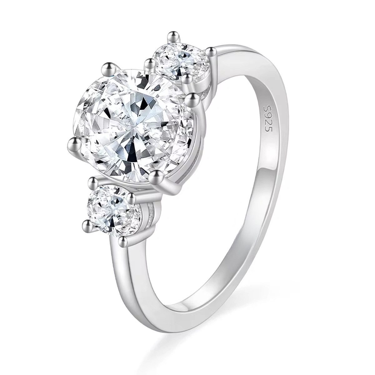 ROUGEMONT Solitärring Damen Moissanit Eternity Ring +Echtheitszertifikat Verlobungsring, Echtschmuck mit Echtheitszertifikat