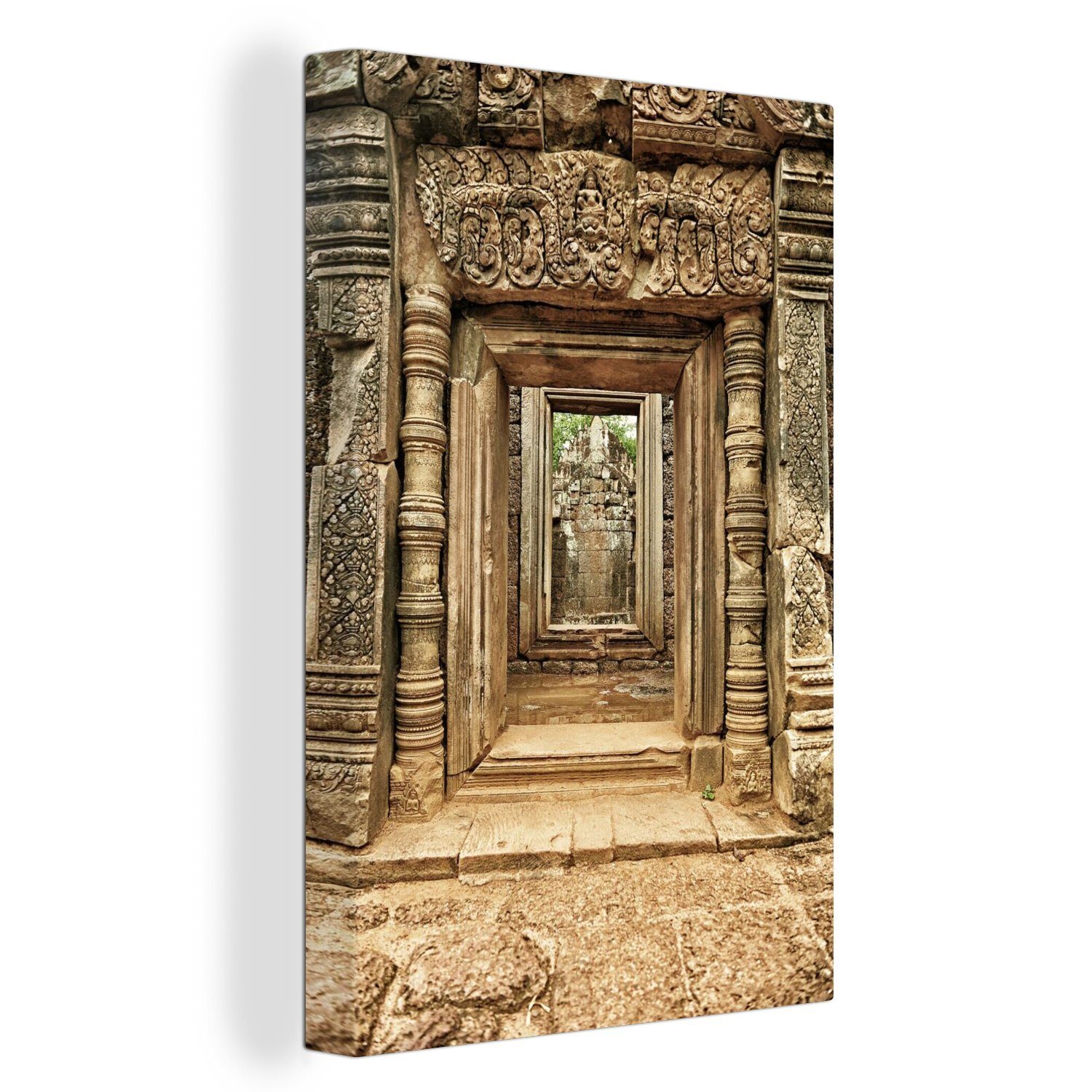 OneMillionCanvasses® Leinwandbild Der Eingang zum Bayon-Tempel in Kambodscha, (1 St), Leinwandbild fertig bespannt inkl. Zackenaufhänger, Gemälde, 20x30 cm
