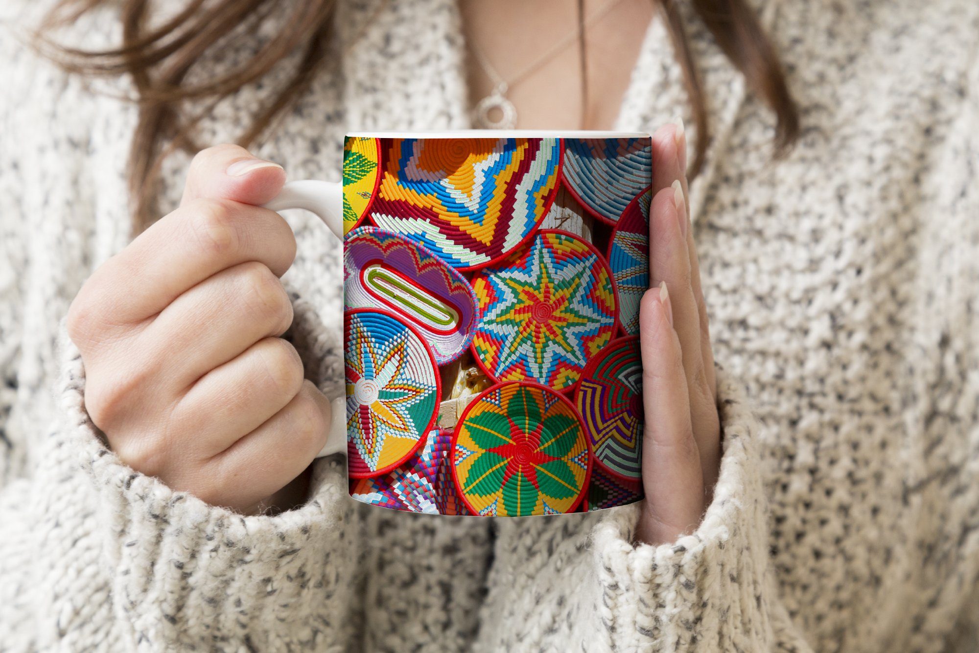 Kreis Teetasse, - Muster Farben, Keramik, Geschenk MuchoWow Tasse Teetasse, - Becher, Kaffeetassen,